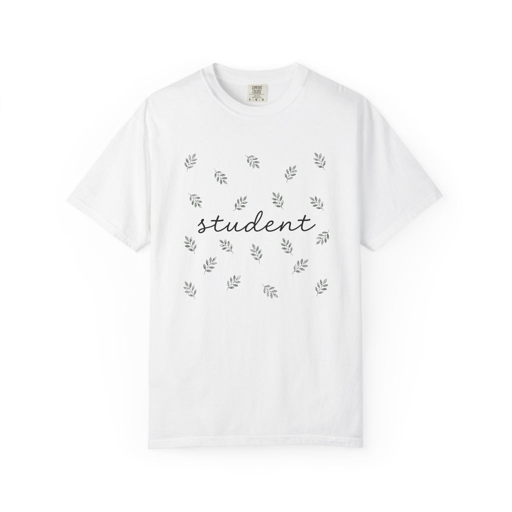Green Leaf Print Shirt Student Teaching Gift Women Plain Tee Leaf T-Shirt Learner Enthusiast Simple Tshirt Educator Graphic Trendy Greenery
