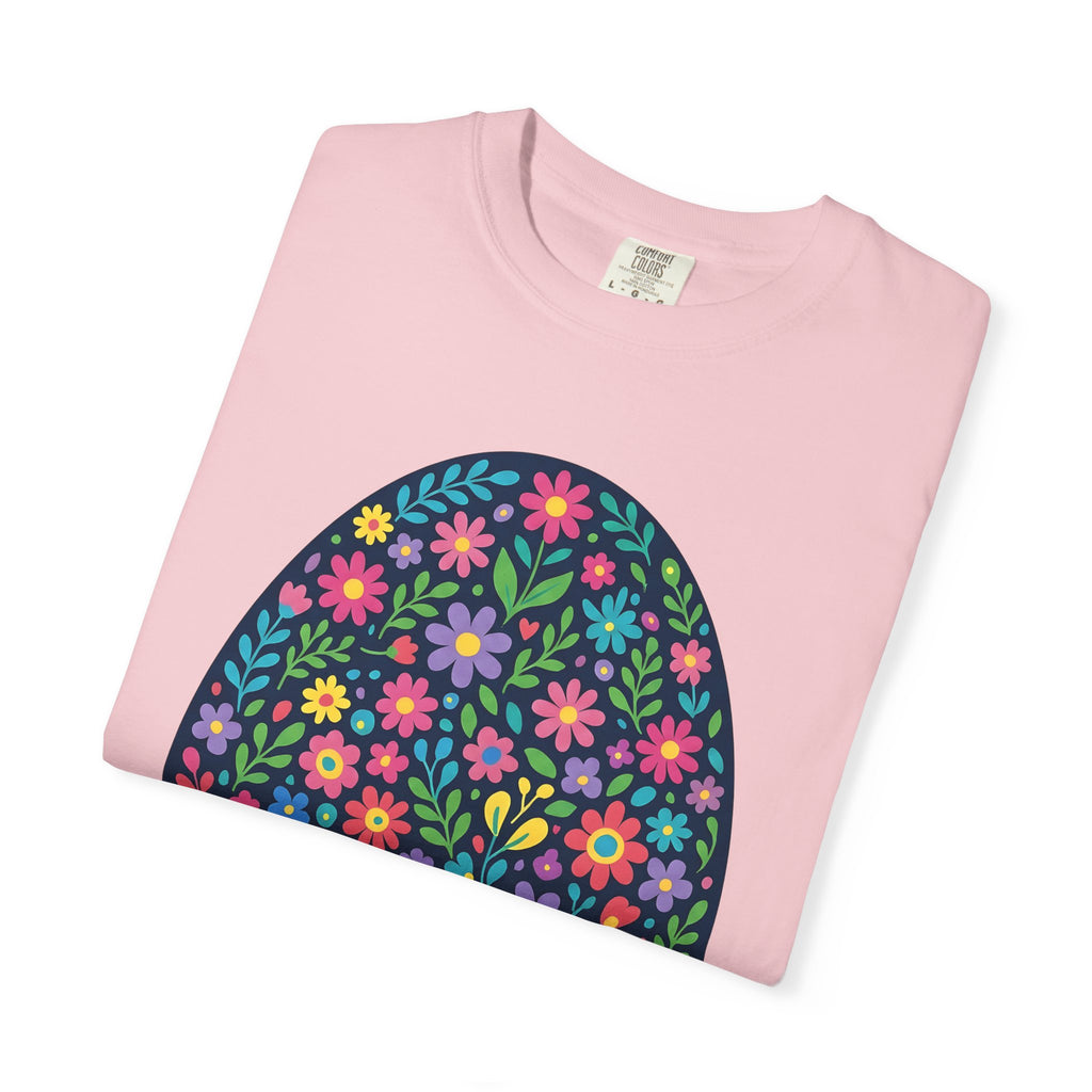Floral Egg Shirt Easter Spring Gift Women Folk Art Tee Easter Egg T-Shirt Easter Fan Primitive Tshirt Spring Graphic Boho Wildflowers Tshirt