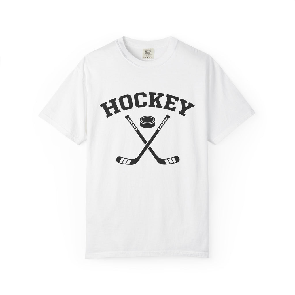 Hockey Sticks Puck Shirt Hockey Sport Gift Women Thick Tee Hockey Gear T-Shirt Hockey Fan Bold Tshirt Athletic Graphic Classic Contest