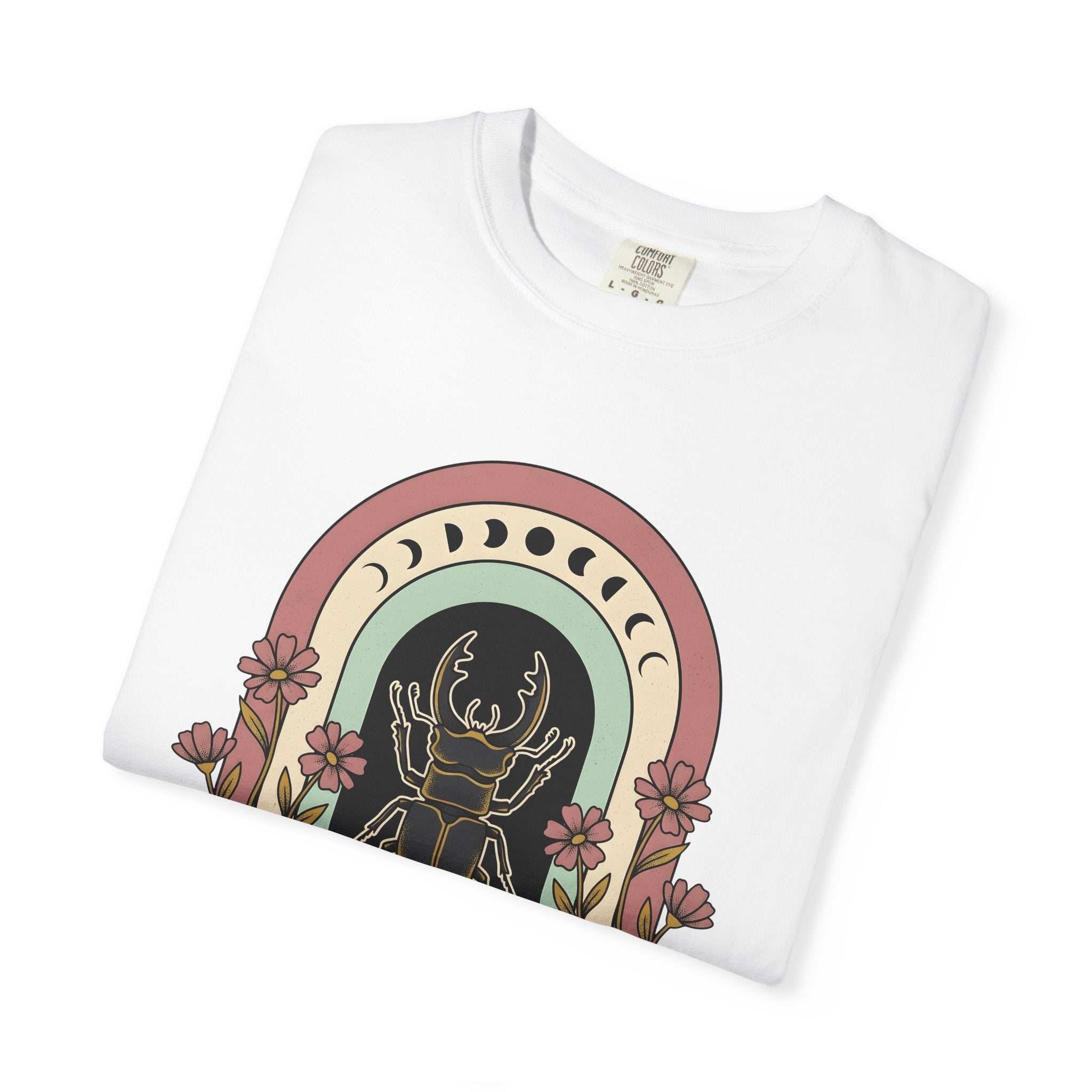 Beetle Illustration Shirt Boho Chic Outdoors Gift Women Hippie Tee Bug T-Shirt Bohemian Fan Psychedelic Tshirt Nature Graphic Retro Garden