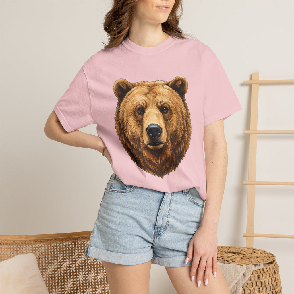 Bear Head Shirt Animals Fauna Gift Women Lifelike Tee Ursine T-Shirt Wildlife Fan Realistic Tshirt Wildlife Graphic Retro Creature Portrait