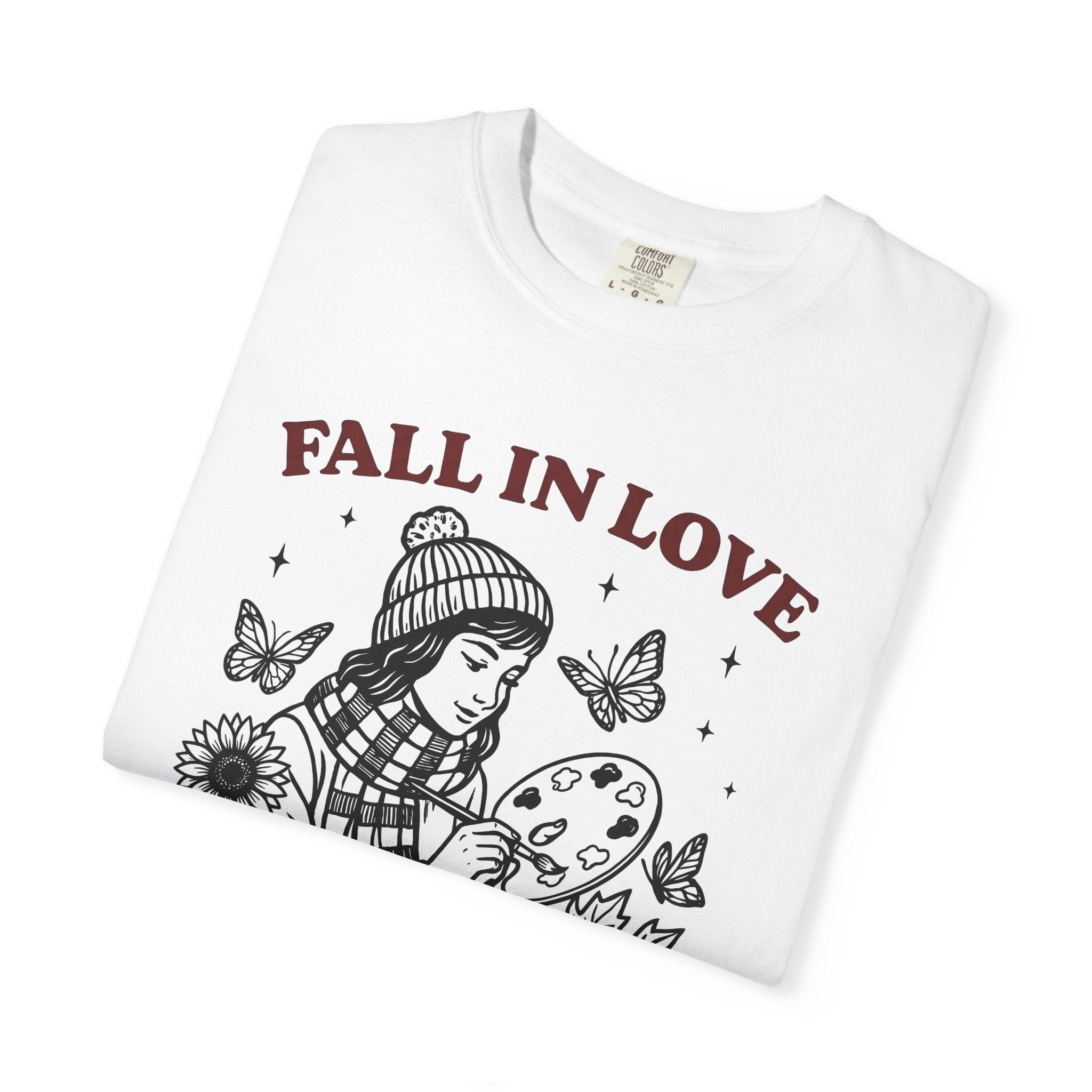 Artist Girl Shirt Art Autumn Gift Women Hand Drawn Tee Illustrator T-Shirt Artistic Art Enthusiast Drawing Design Fall Graphic Vintage