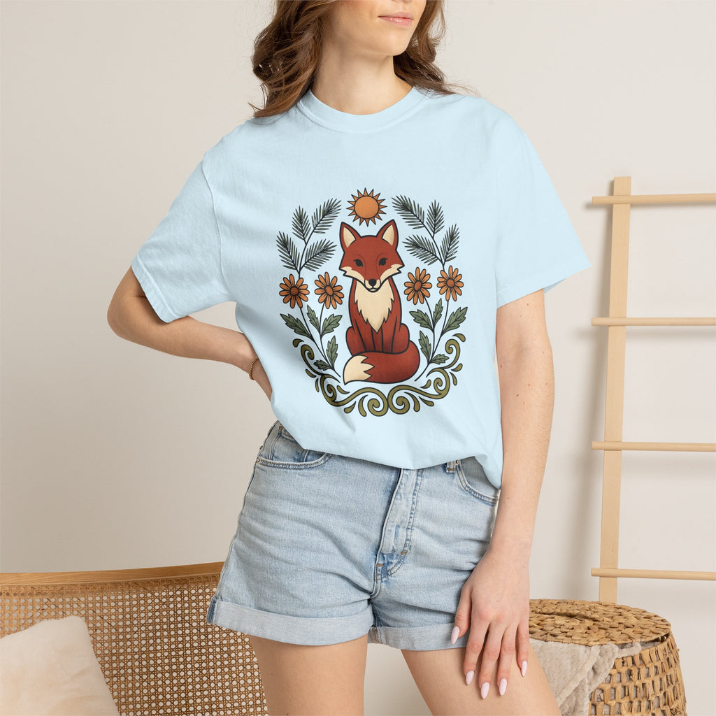 Fox Art Shirt Boho Chic Nature Gift Women Gypsy Tee Fox T-Shirt Bohemian Fan Tribal Tshirt Wildlife Graphic Traditional Sunshine Tshirt