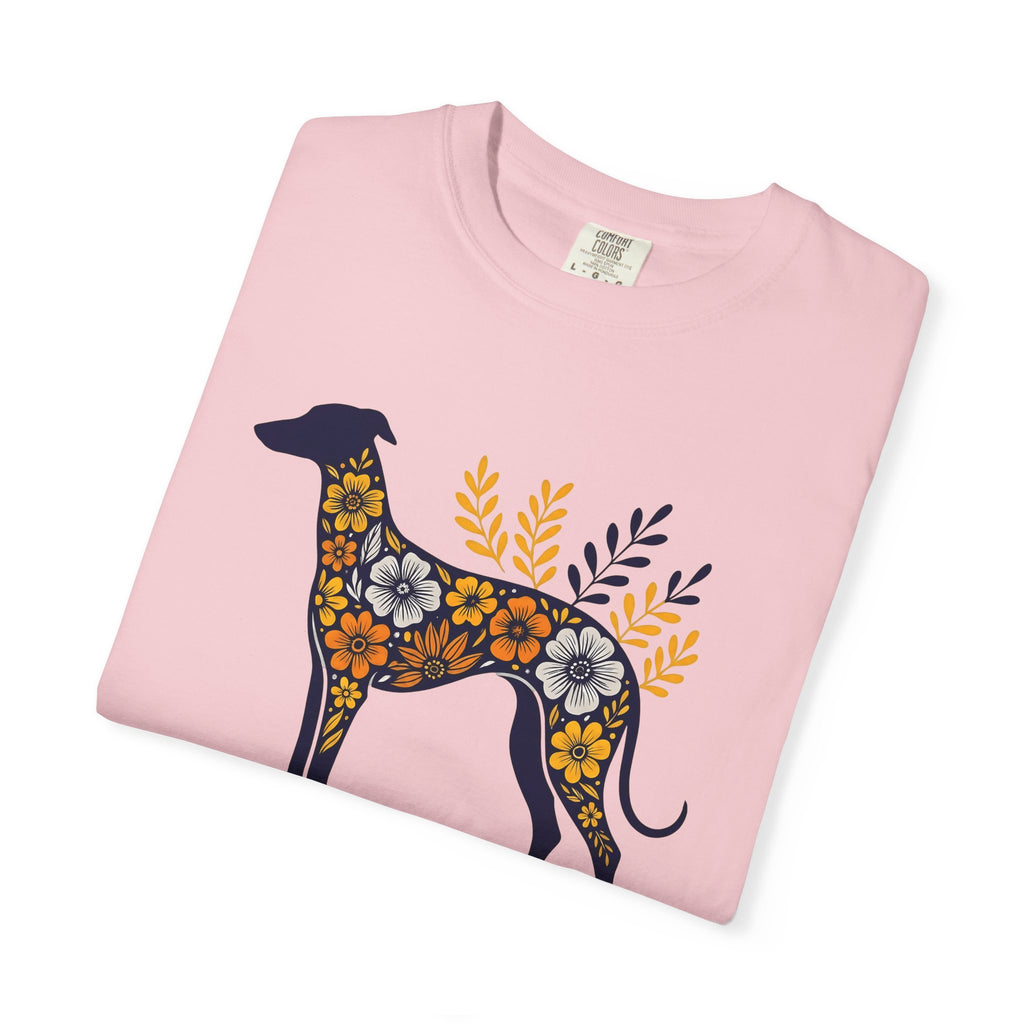 Greyhound Puppy Shirt Dog Wilderness Gift Women Flower Tee Whippet T-Shirt Dog Fan Floral Tshirt Nature Graphic Clean Bloom Tshirt