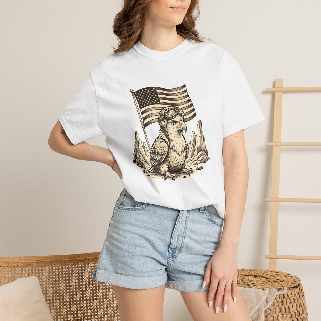 Eagle Pilot Shirt America/4th Of July Independence Gift Women Distressed Tee Aviator T-Shirt Patriot Fan Vintage Tshirt Freedom Graphic