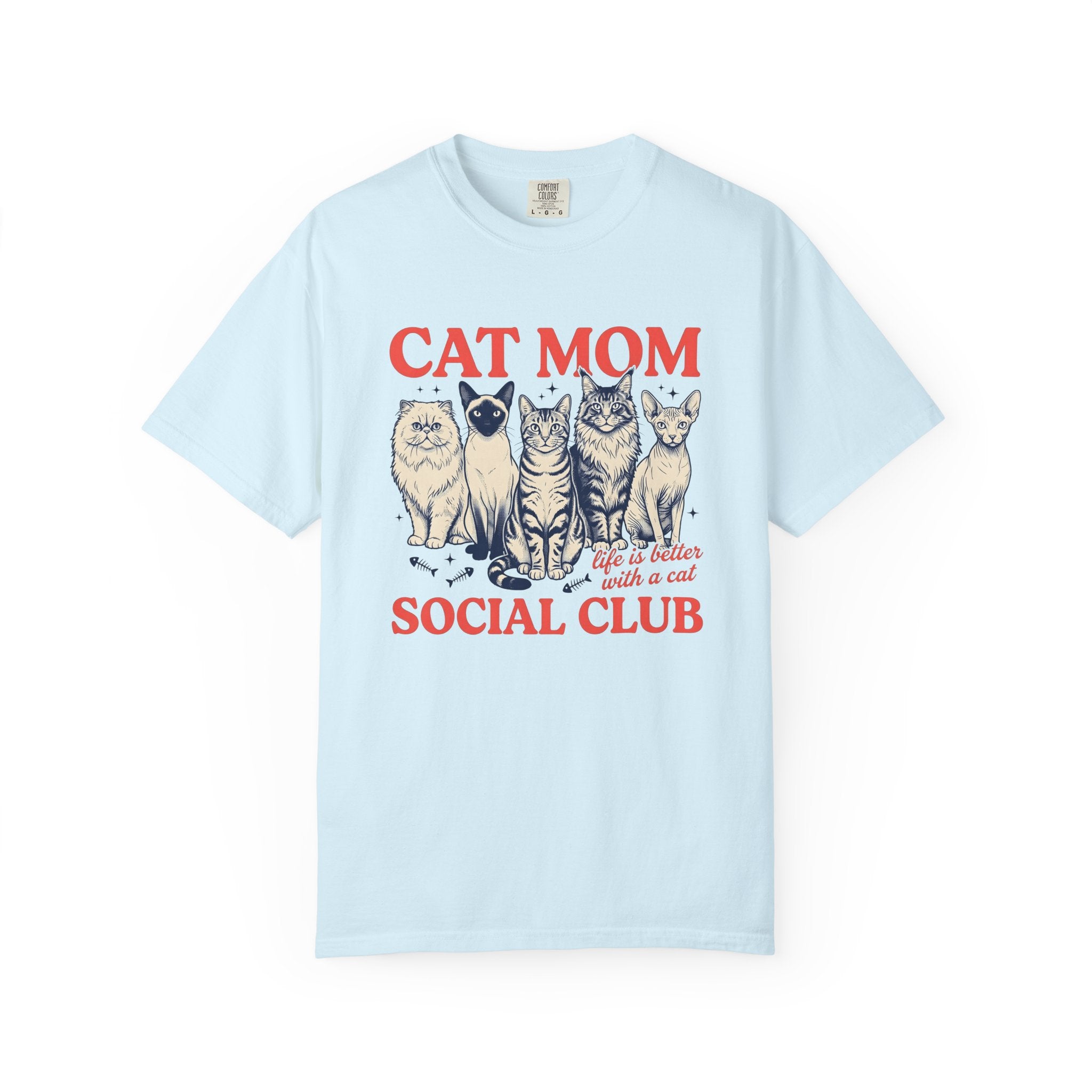 Cat Pack Shirt Cat Mom Animals Gift Women Retro Tee Feline T-Shirt Cat Lady Fan Vintage Tshirt Wildlife Graphic Sketch Fish Skeleton Tshirt