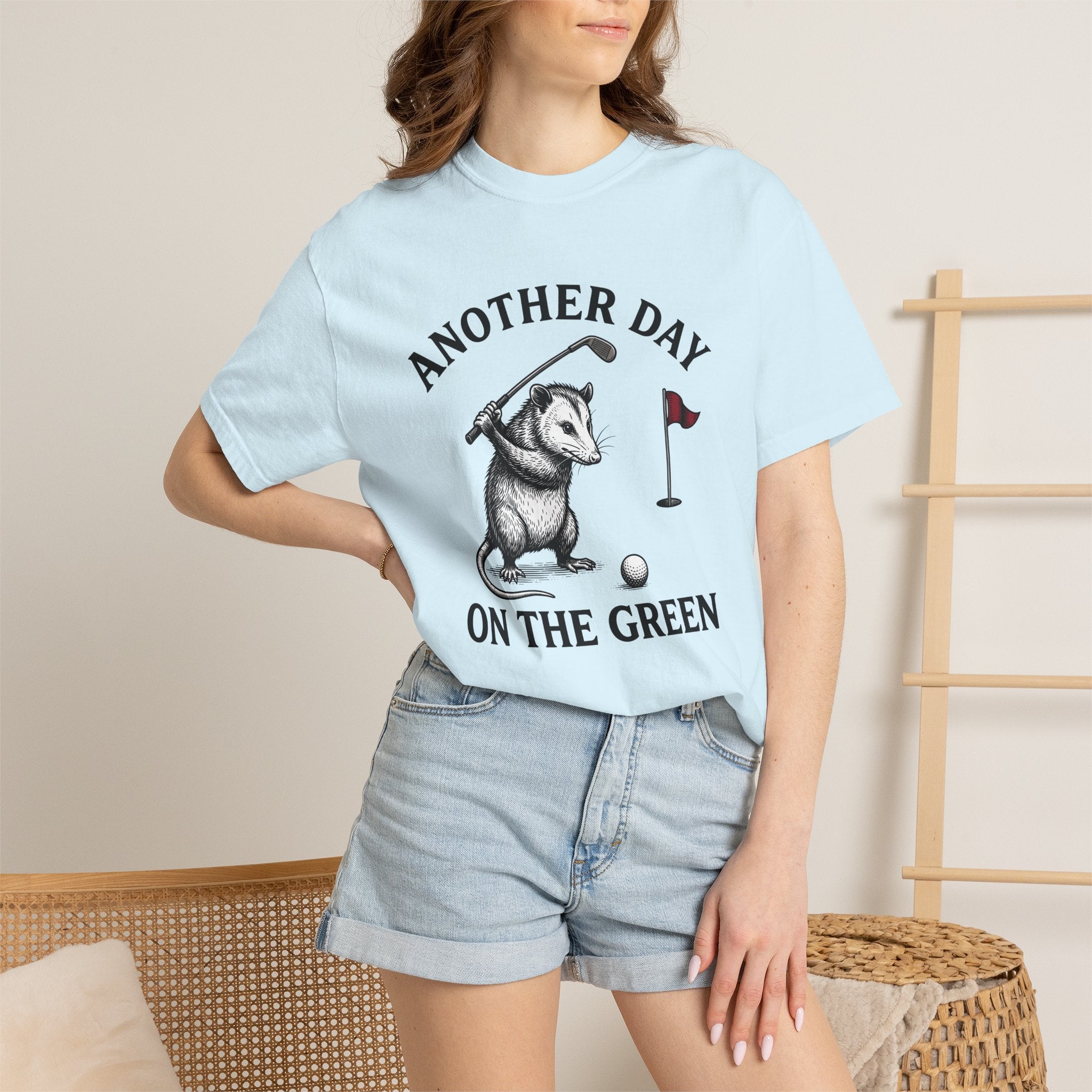 Possum Golf Shirt Golf Fauna Gift Women Hand Drawn Tee Opossum T-Shirt Golfer Fan Wildlife Graphic Tshirt Watercolor Pin Flag Tshirt
