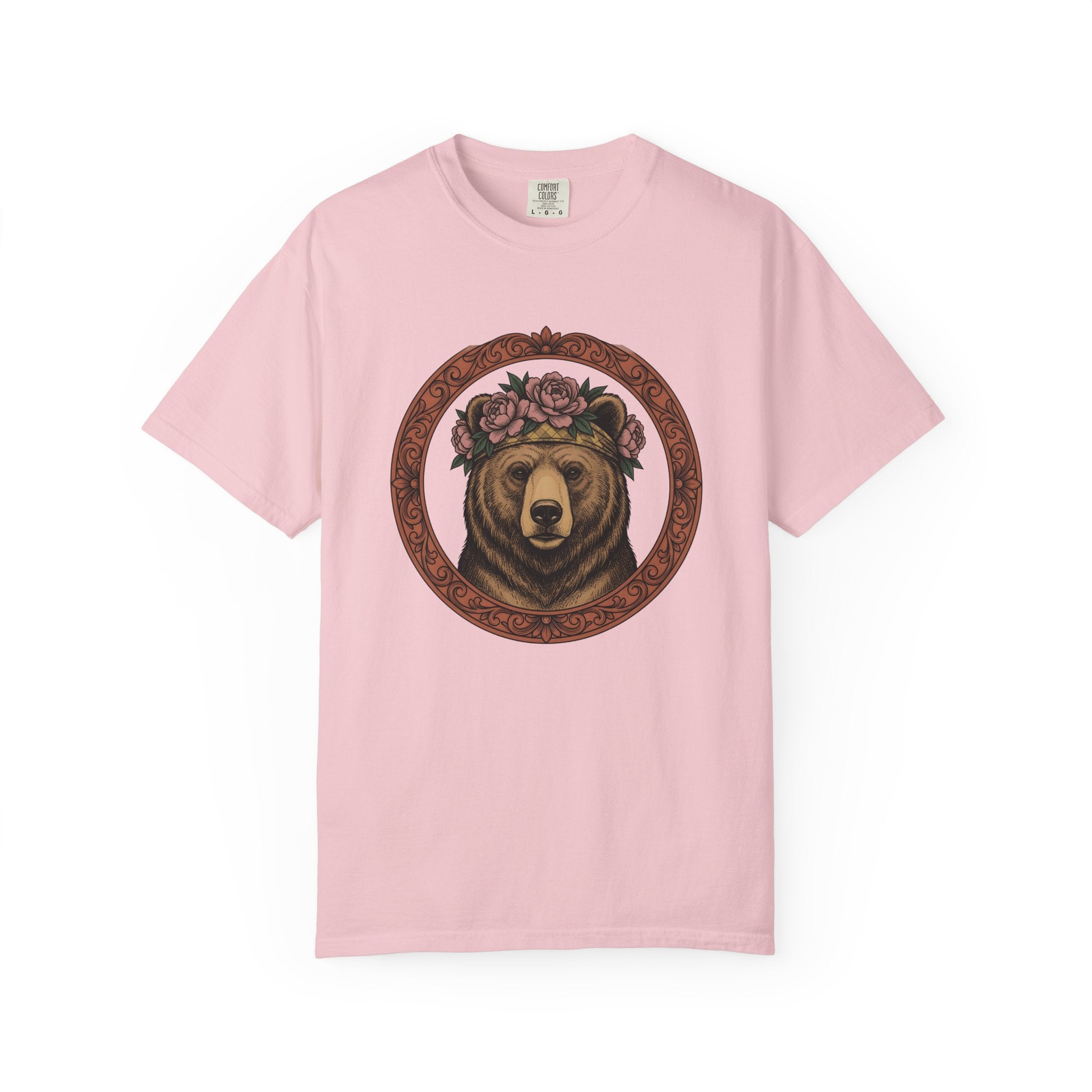 Bear Floral Crown Shirt Animals & Flowers Nature Gift Women Boho Tee Bear T-Shirt Wildlife Fan Bohemian Tshirt Environmental Graphic Vintage