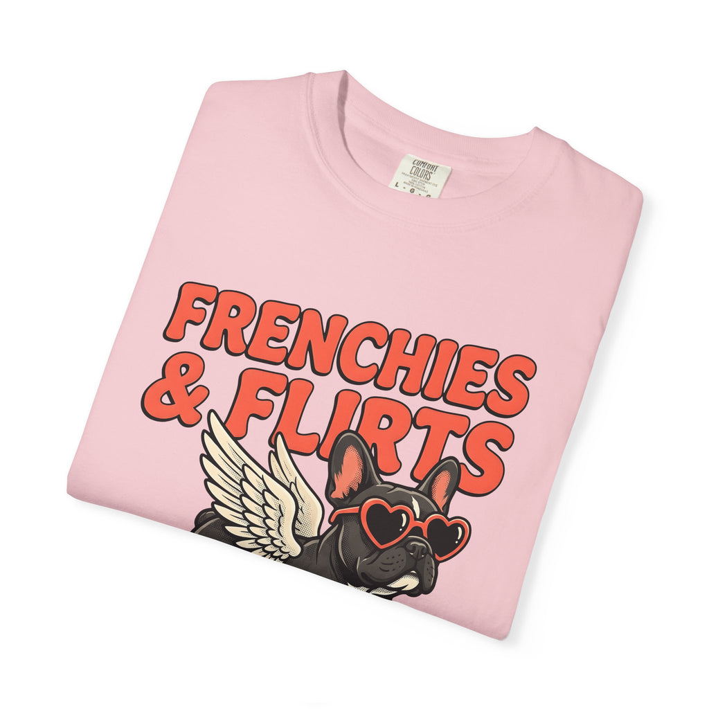 Frenchie Puppy Shirt Valentine's Day Pet Gift Women Sketch Tee French Bulldog T-Shirt Valentine Fan Hand Drawn Tshirt Animal Graphic Line
