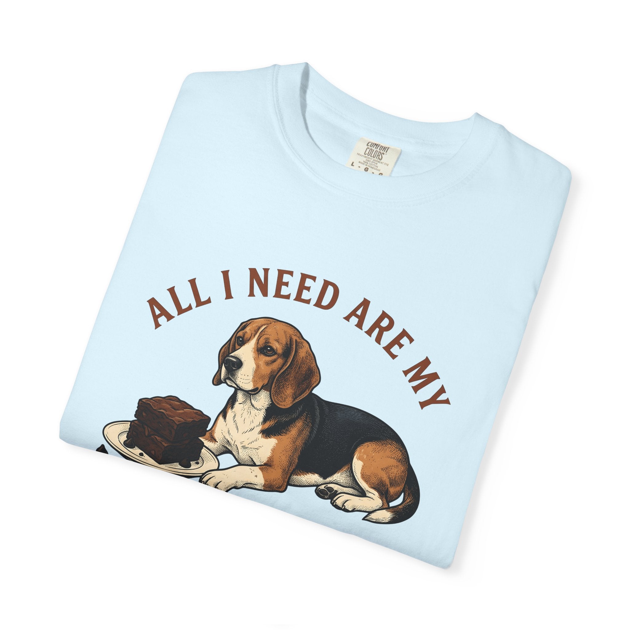 Beagle Dog Shirt Dog Dessert Gift Women Vintage Tee Hound T-Shirt Dog Fan Retro Tshirt Pastry Graphic Hand Drawn Brownies Tshirt