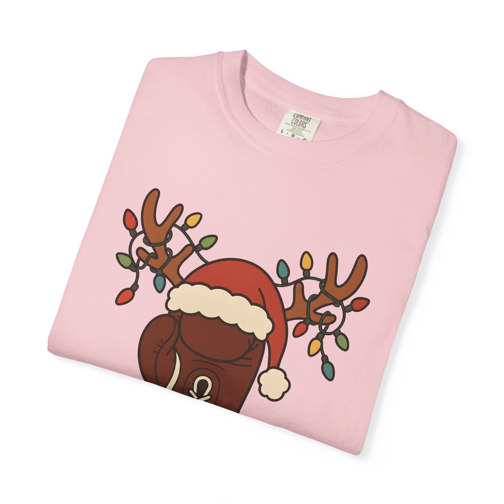 Fight Glove Reindeer Shirt Christmas Exercise Gift Women Cartoon Tee Boxing Glove T-Shirt Xmas Fan Comic Tshirt Fitness Graphic Old School