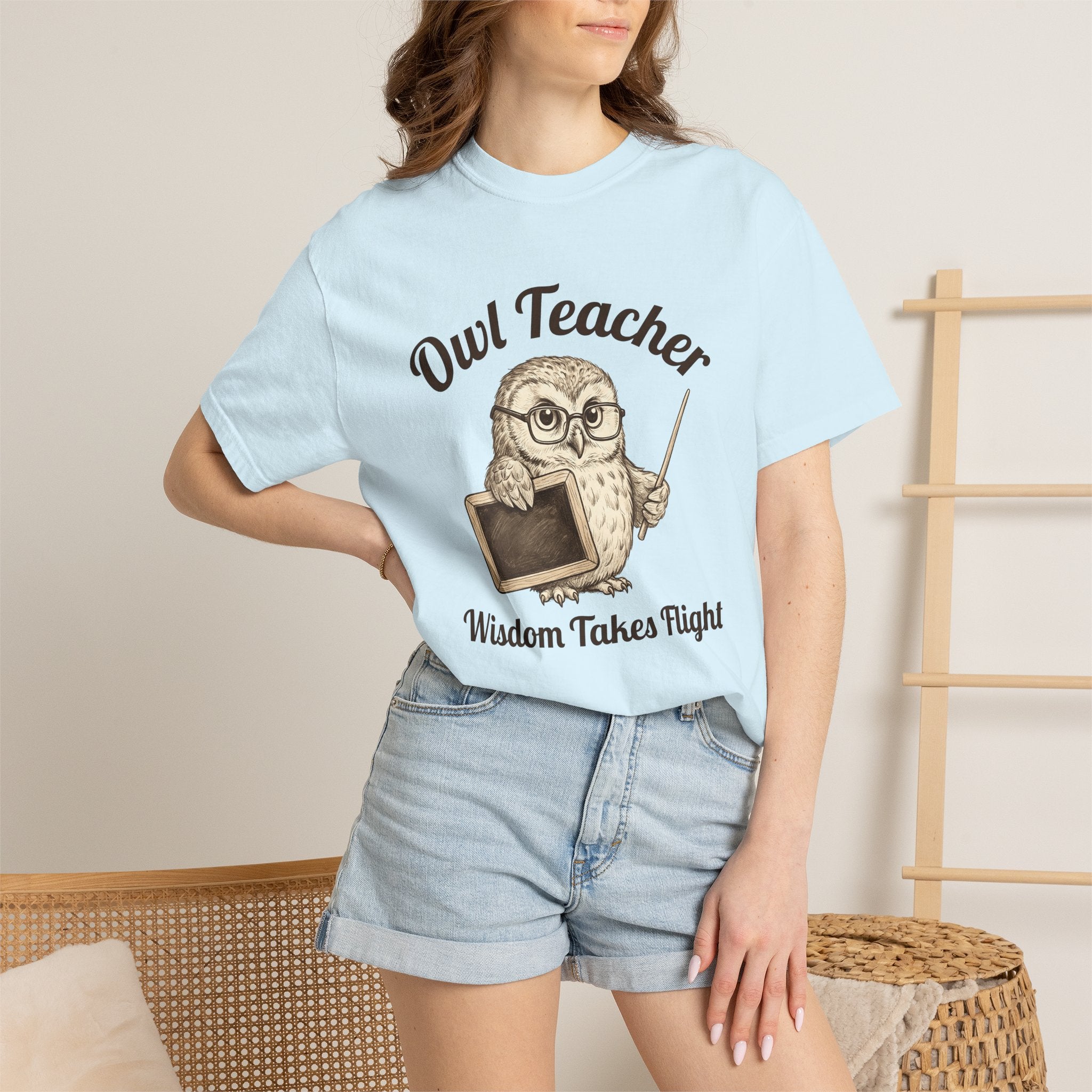 Owl Instructor Shirt Teacher Pet Gift Women Line Art Tee Owl Teacher T-Shirt Educator Enthusiast Illustration Graphic Drawing Hand Drawn