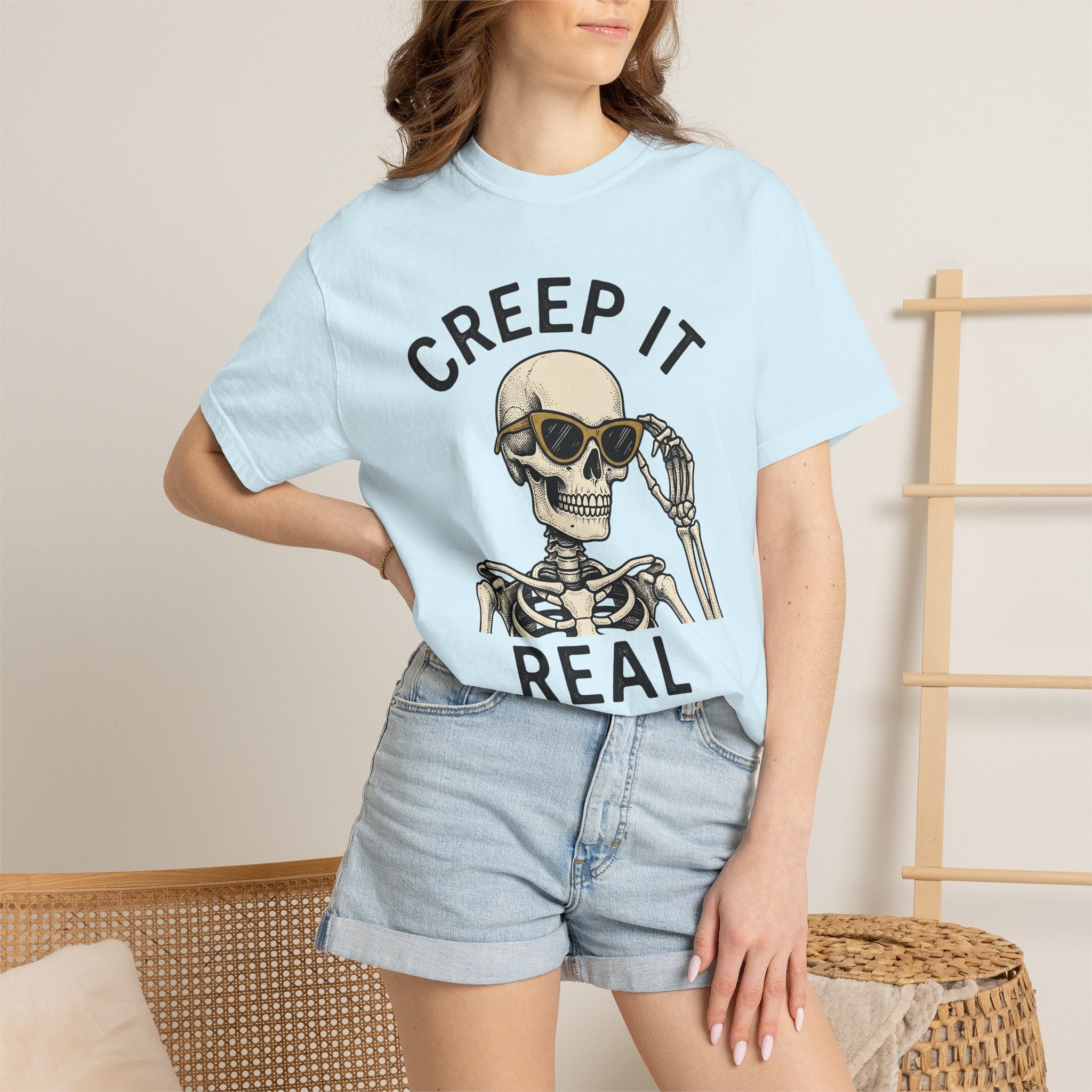 Skeleton Sunglasses Shirt Halloween Gothic Gift Women Vintage Tee Skull T-Shirt Horror Fan Retro Tshirt Dark Graphic Hand Drawn Sunglasses