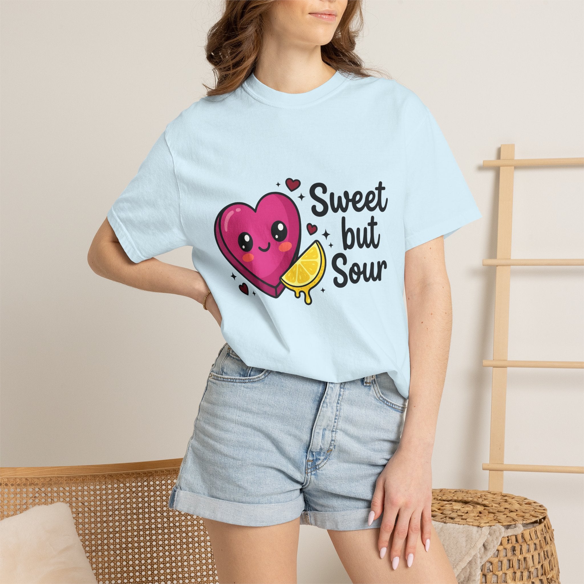 Cute Heart Shirt Valentine Food Gift Women Charming Tee Heart T-Shirt Valentine Fan Cute Illustration Comic Citrus Wedge Tshirt