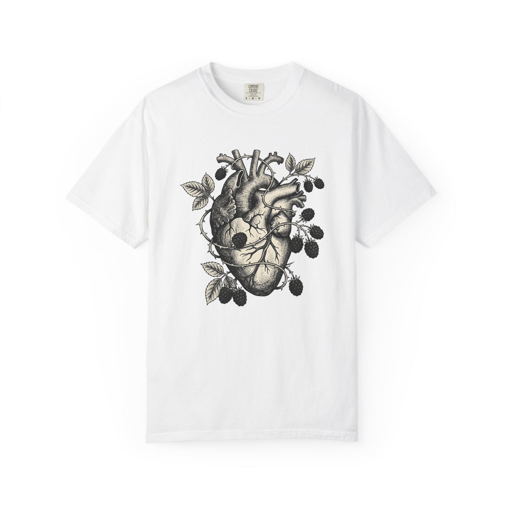 Human Heart Shirt Botanical Environment Gift Women Old School Tee Heart T-Shirt Botanical Fan Vintage Tshirt Eco Graphic Illustration Berry