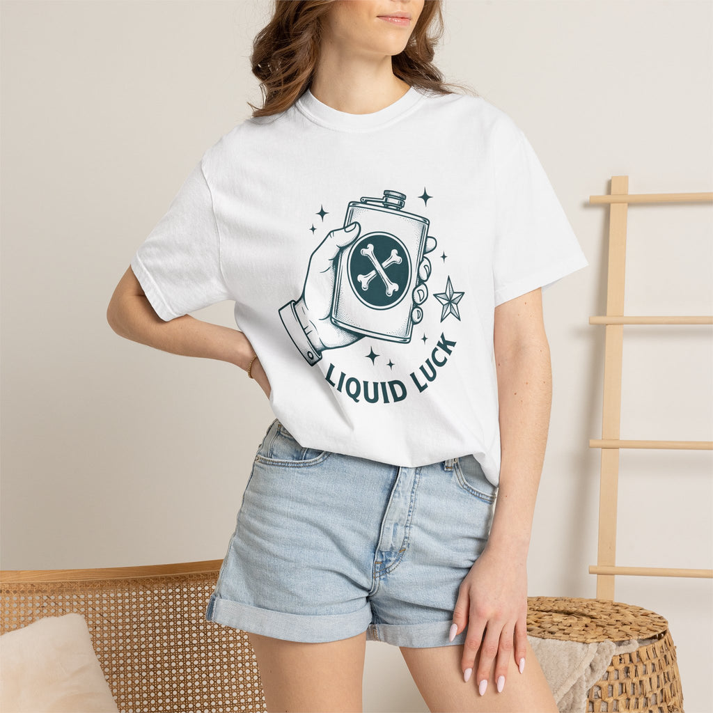 Hip Flask Shirt Lucky Alcohol Gift Women Rustic Tee Flask T-Shirt Luck Fan Booze Graphic Nostalgic Star Shape Tshirt