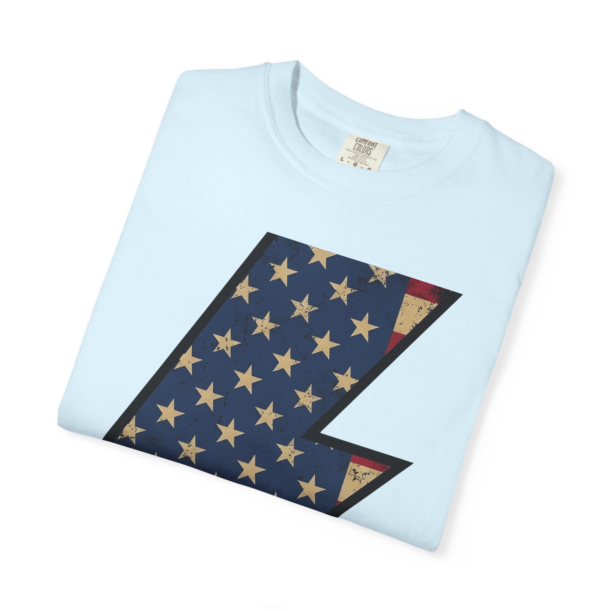 Lightning Strike Shirt America Freedom Gift Women Line Art Tee Thunderbolt T-Shirt American Fan Illustration Graphic Cartoon Star Symbols