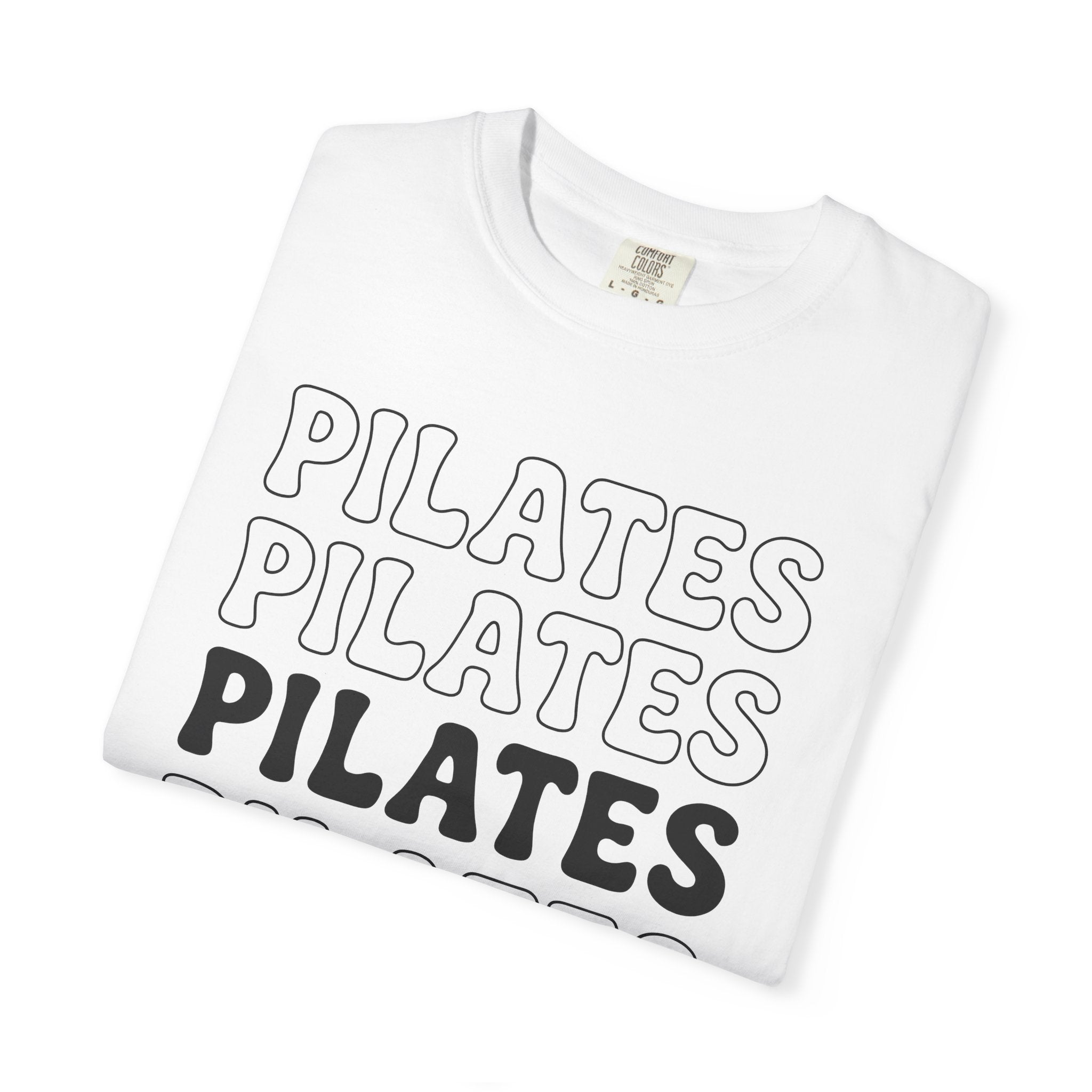 Layered Text Design Shirt Pilates Workout Gift Women Psychedelic Tee Typography T-Shirt Fitness Enthusiast Bohemian Tshirt Exercise Graphic