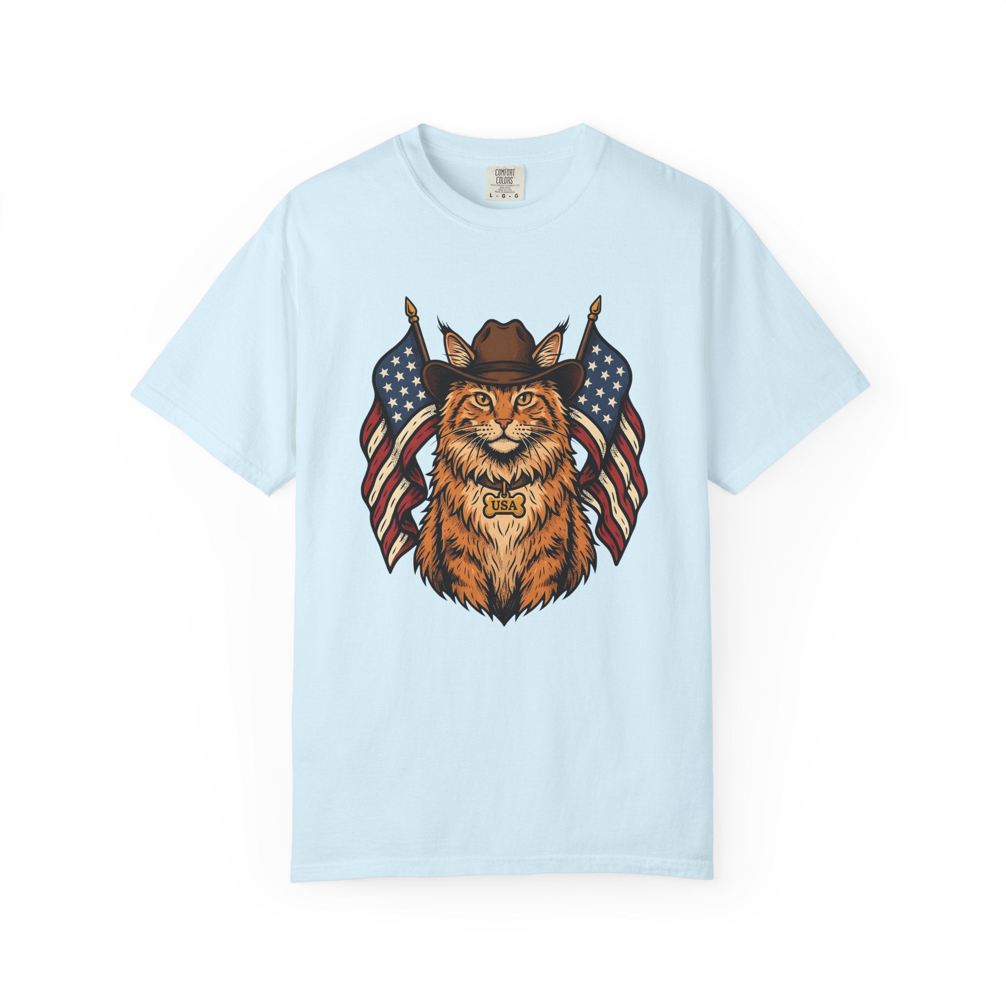 Cowboy Cat Shirt America/4th Of July Patriotic Gift Women Vintage Tee Kitty Cat T-Shirt Independence Day Fan Retro Tshirt Nationalistic