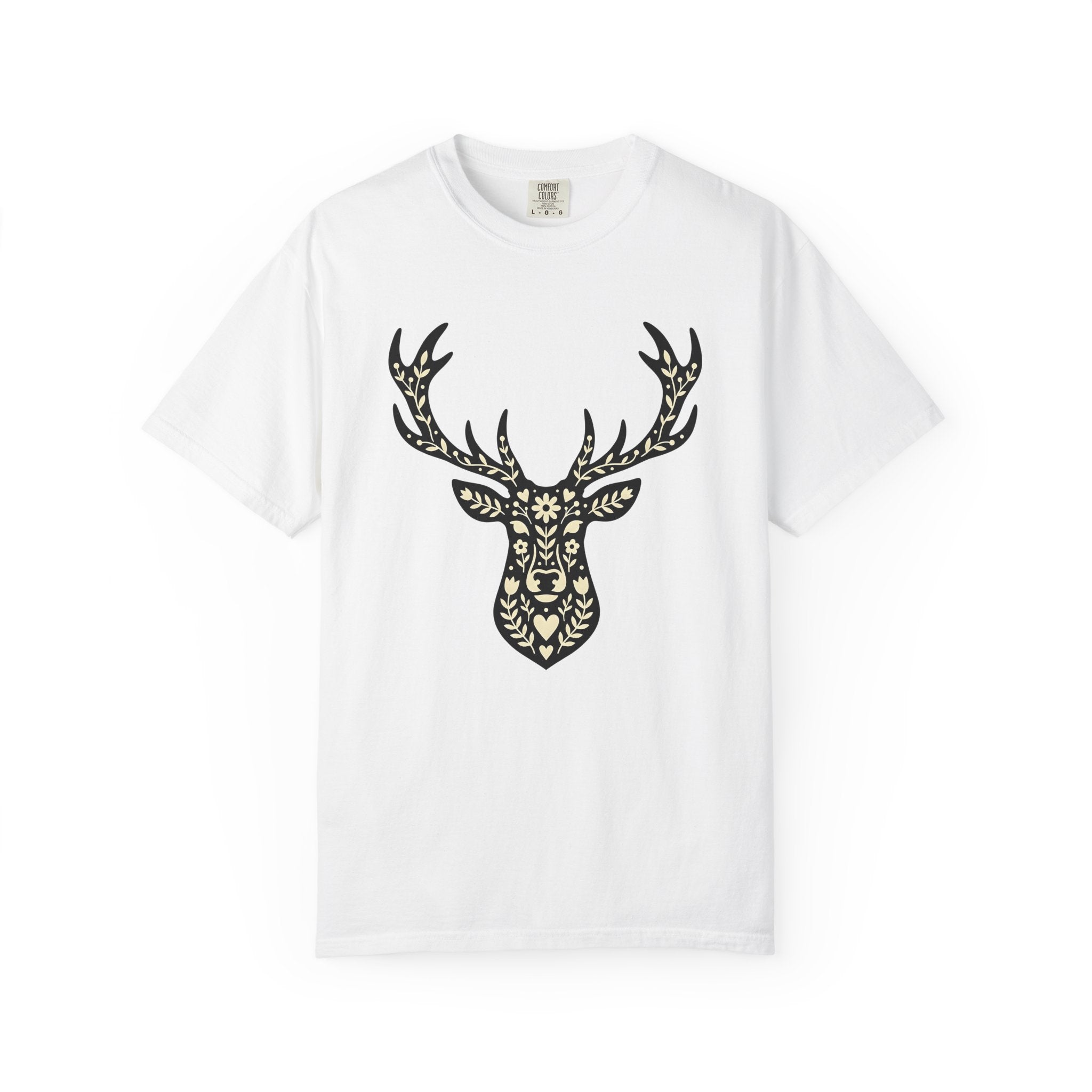 Buck Blossom Shirt Cottagecore Wildlife Gift Women Traditional Tee Flower T-Shirt Rustic Fan Folk Art Tshirt Animal Graphic Clean Greenery