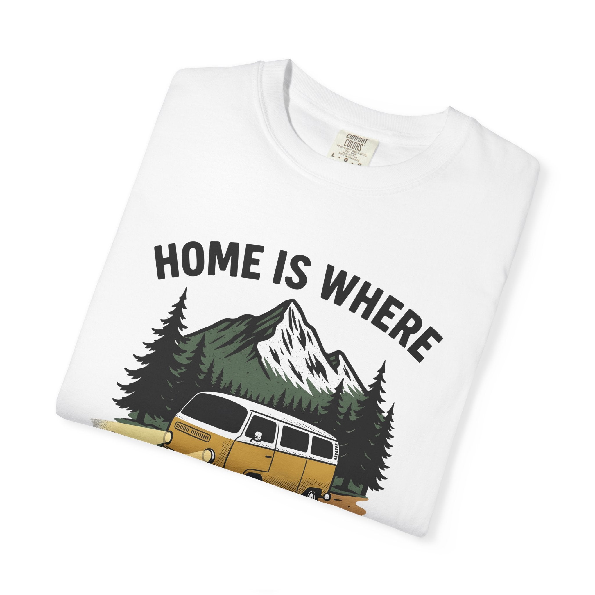 Camper Bus Shirt Camping Hiking Gift Women Classic Tee Motorhome T-Shirt Camper Fan Vintage Tshirt Trekker Graphic Outline Hill Tshirt