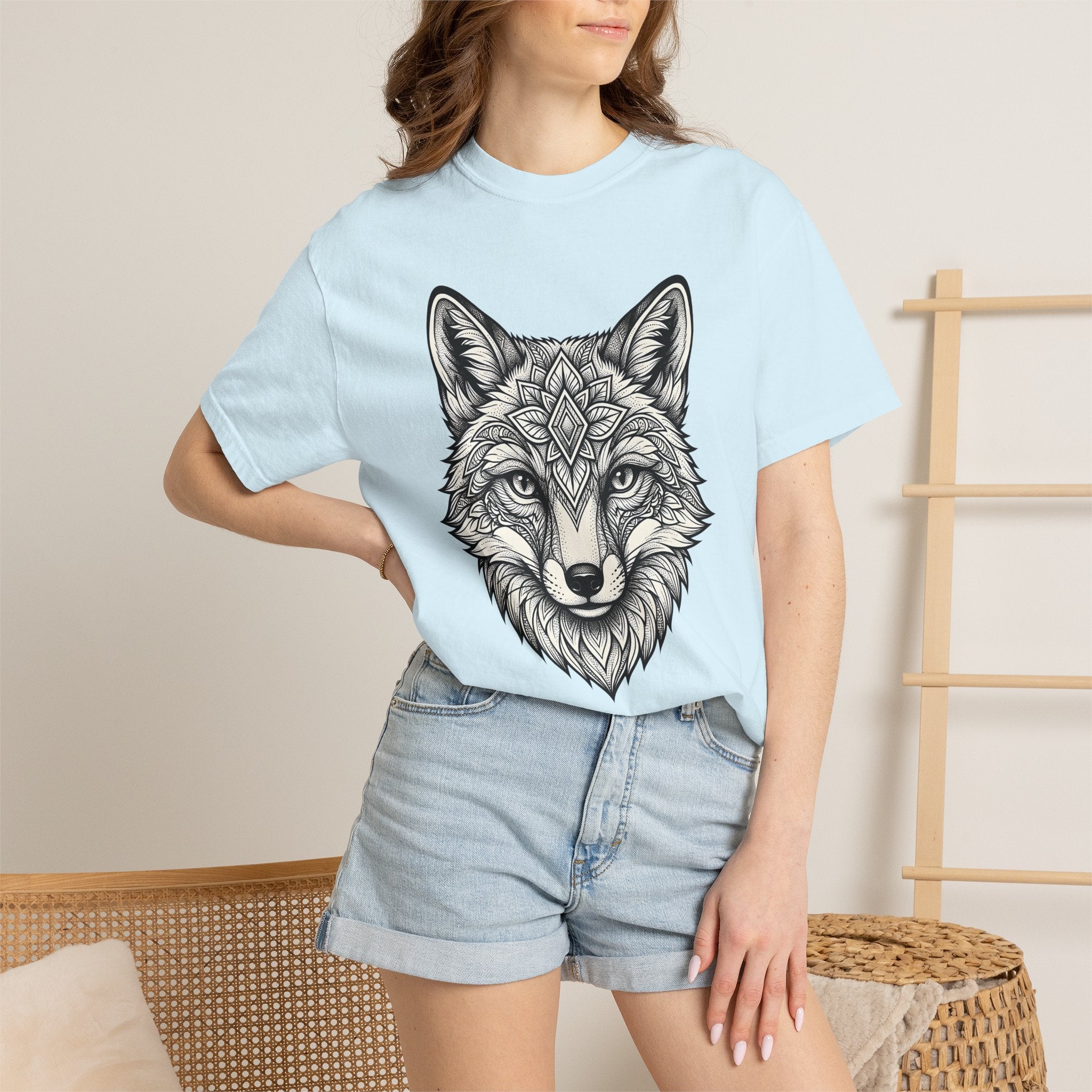 Wolf Portrait Shirt Animals Metaphysical Gift Women Folk Tee Canine T-Shirt Wildlife Fan Primitive Tshirt Spiritual Graphic Engraving