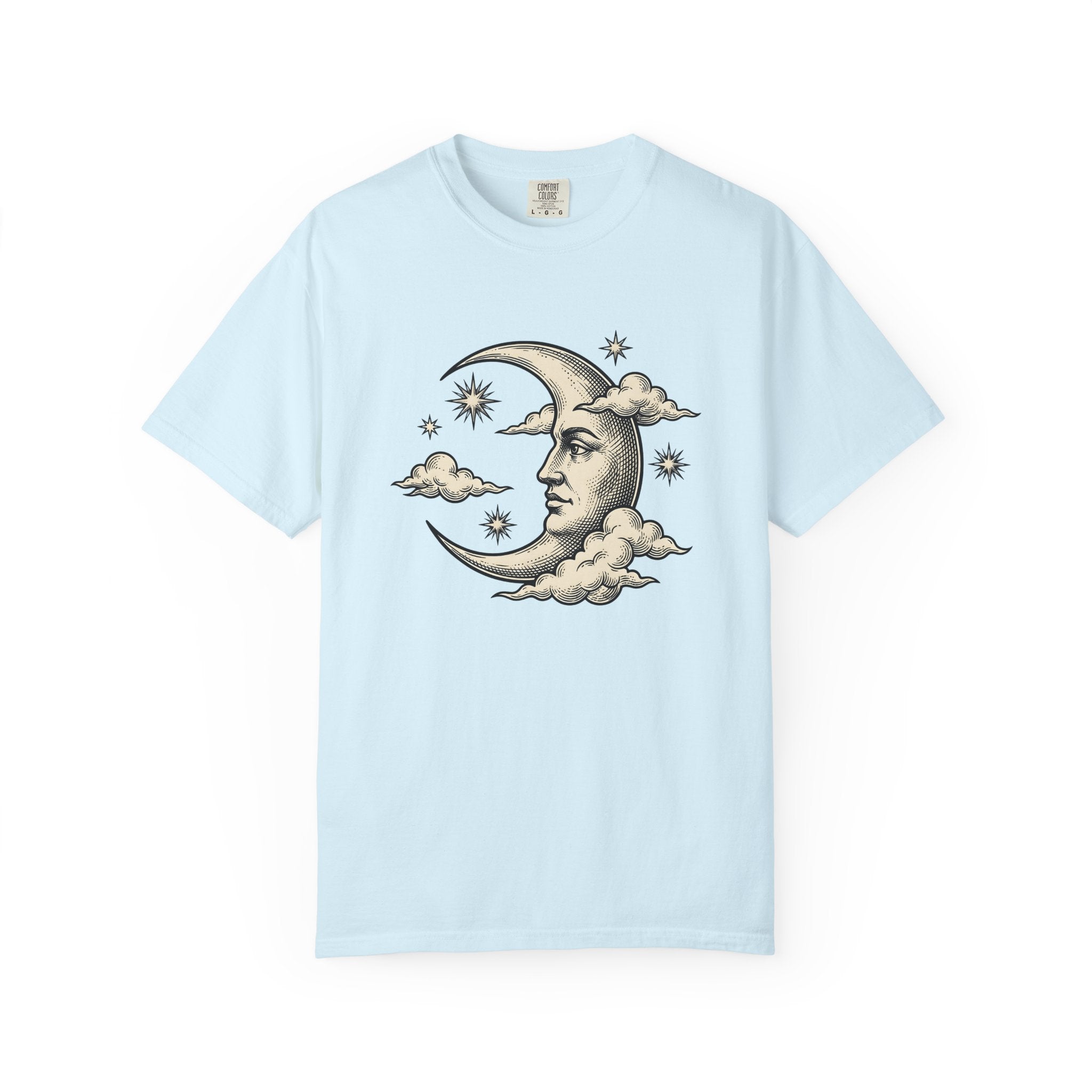 Celestial Face Shirt Cottagecore Planets Gift Women Sketch Tee Moon Face T-Shirt Homebody Fan Drawing Design Galaxy Sky Tshirt