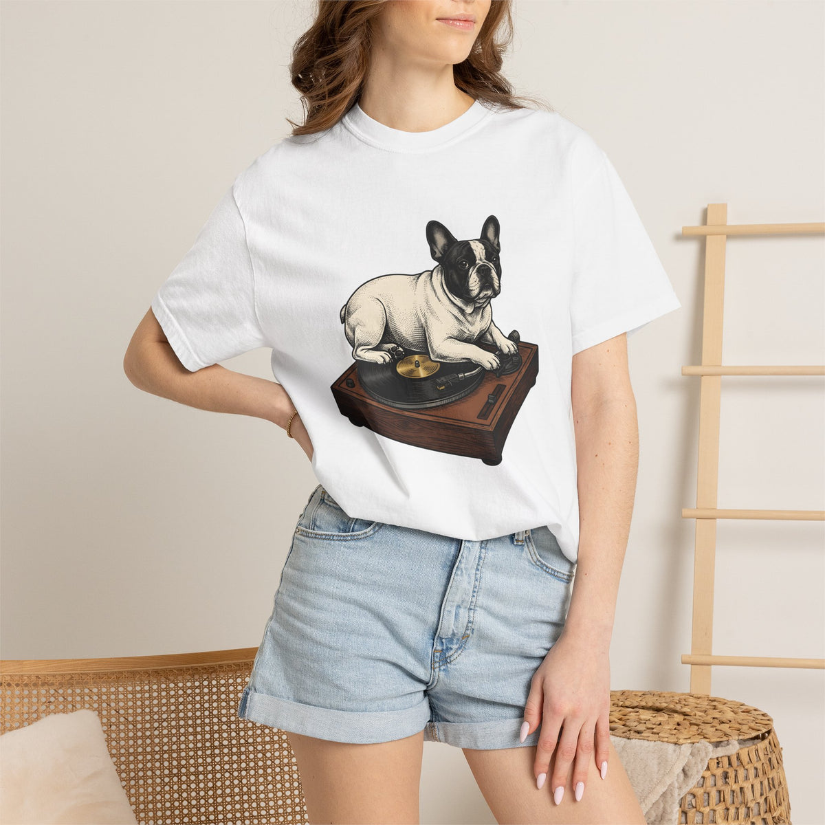 French Bulldog Shirt Dog Music Unisex Gift Tattoo Style Tee Bulldog T-Shirt Dog