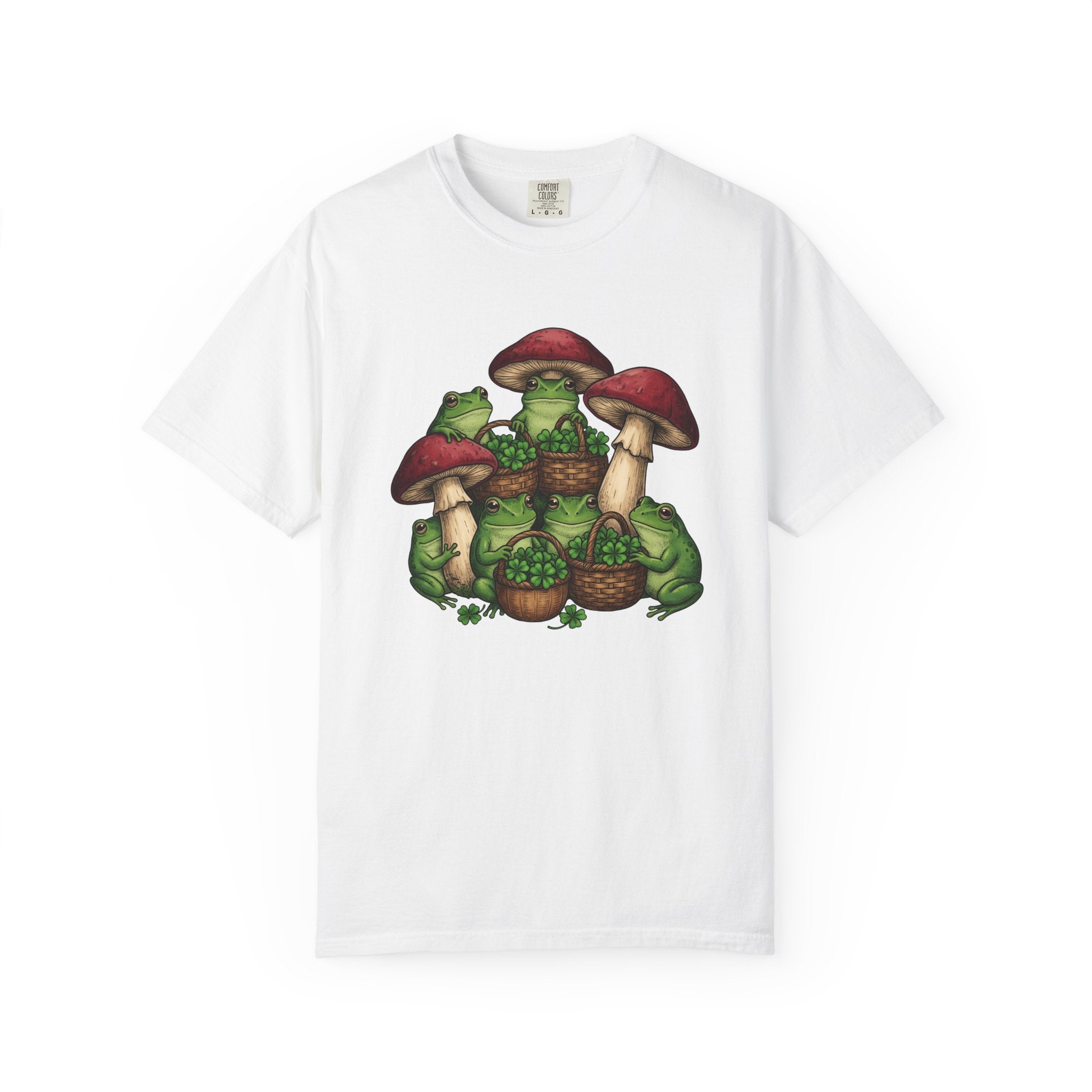 Frog Lucky Leaf Shirt St Patrick's Day Plants Gift Women Cartoon Tee Toad T-Shirt Luck Fan Comic Tshirt Floral Graphic Sketch Cap Mushroom