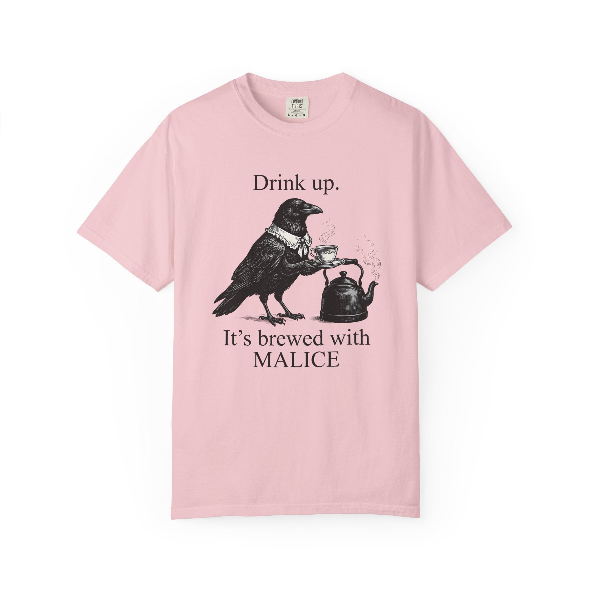 Crow Tea Shirt Funny Dark Gift Women Retro Tee Tea T-Shirt Humor Fan Vintage Tshirt Gothic Graphic Sketch Kettle Tshirt