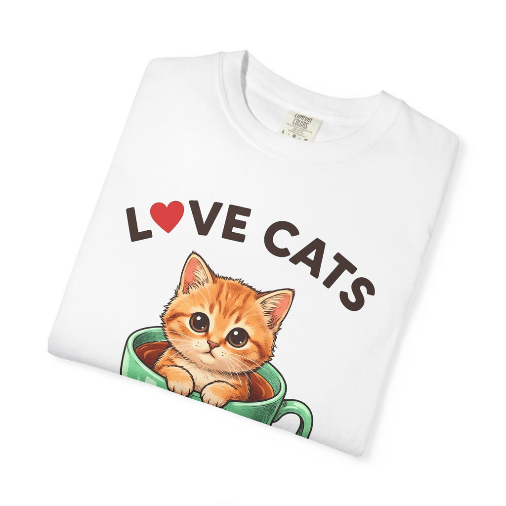 Kitty Teacup Shirt Cat Infusion Gift Women Playful Tee Cat Mug T-Shirt Cat Fan Feline Tshirt Infusion Design Nostalgic Heart Icon Tshirt