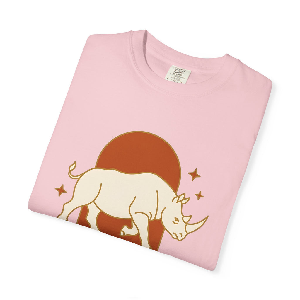 Rhino Art Shirt Sports Training Gift Women Plain Tee Rhinoceros T-Shirt Athlete Enthusiast Simple Tshirt Workout Graphic Old School Star