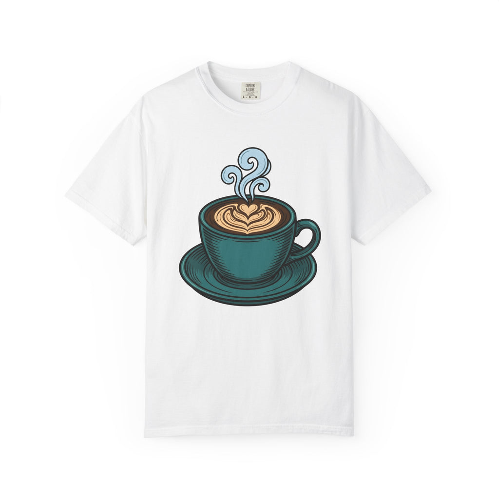 Coffee Cup Shirt Coffee Foodie Gift Women Hand Drawn Tee Mug T-Shirt Coffee Fan Coffee Cup Illustration Design Vintage Latte Art Tshirt