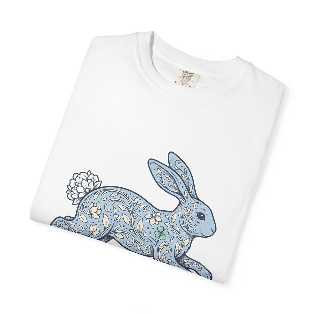 Flower Rabbit Shirt Easter Pet Gift Women Rustic Tee Bunny T-Shirt Easter Fan Hare Tshirt Animal Graphic Retro Bloom Tshirt