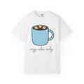 Warm Chocolate Mug Shirt Drinks Snug Gift Women Line Art Tee Hot Chocolate T-Shirt Beverage Fan Minimalist Tshirt Cozy Graphic Outline