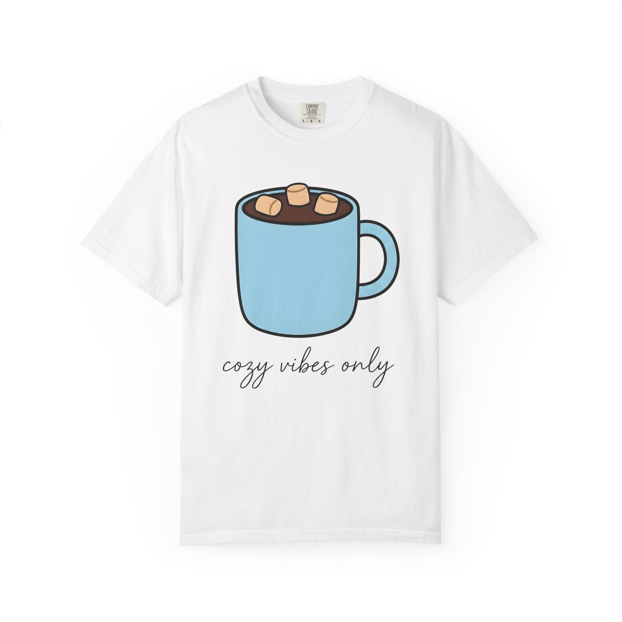 Warm Chocolate Mug Shirt Drinks Snug Gift Women Line Art Tee Hot Chocolate T-Shirt Beverage Fan Minimalist Tshirt Cozy Graphic Outline
