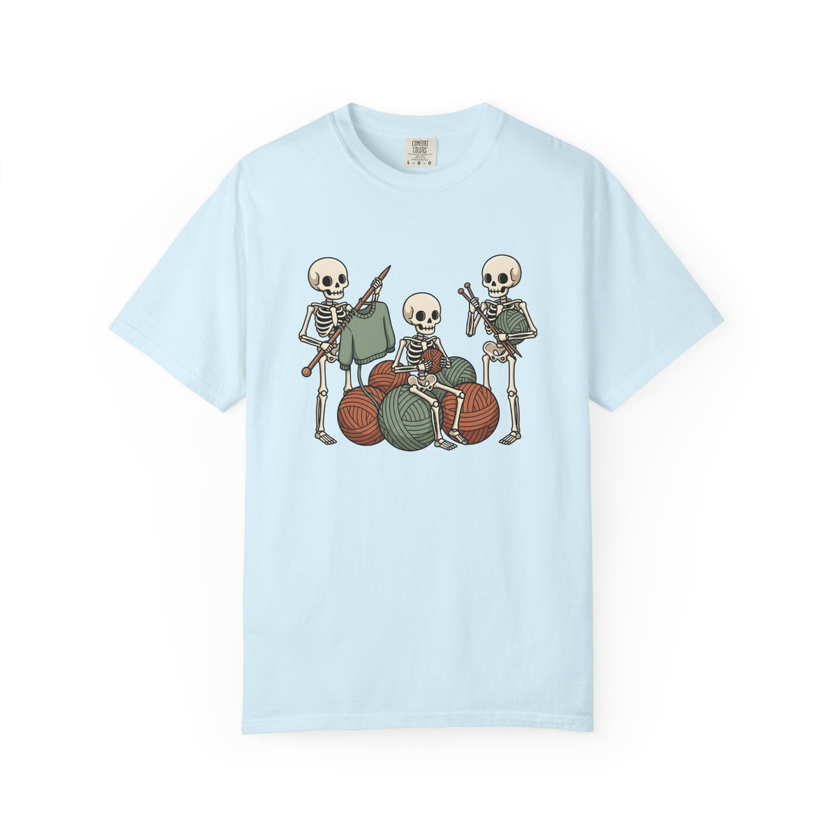 Skeleton Knitting Shirt Halloween Knitting Gift Women Cartoon Tee Bone Knitting T-Shirt Horror Fan Cartoonish Tshirt Knitting Design Hand