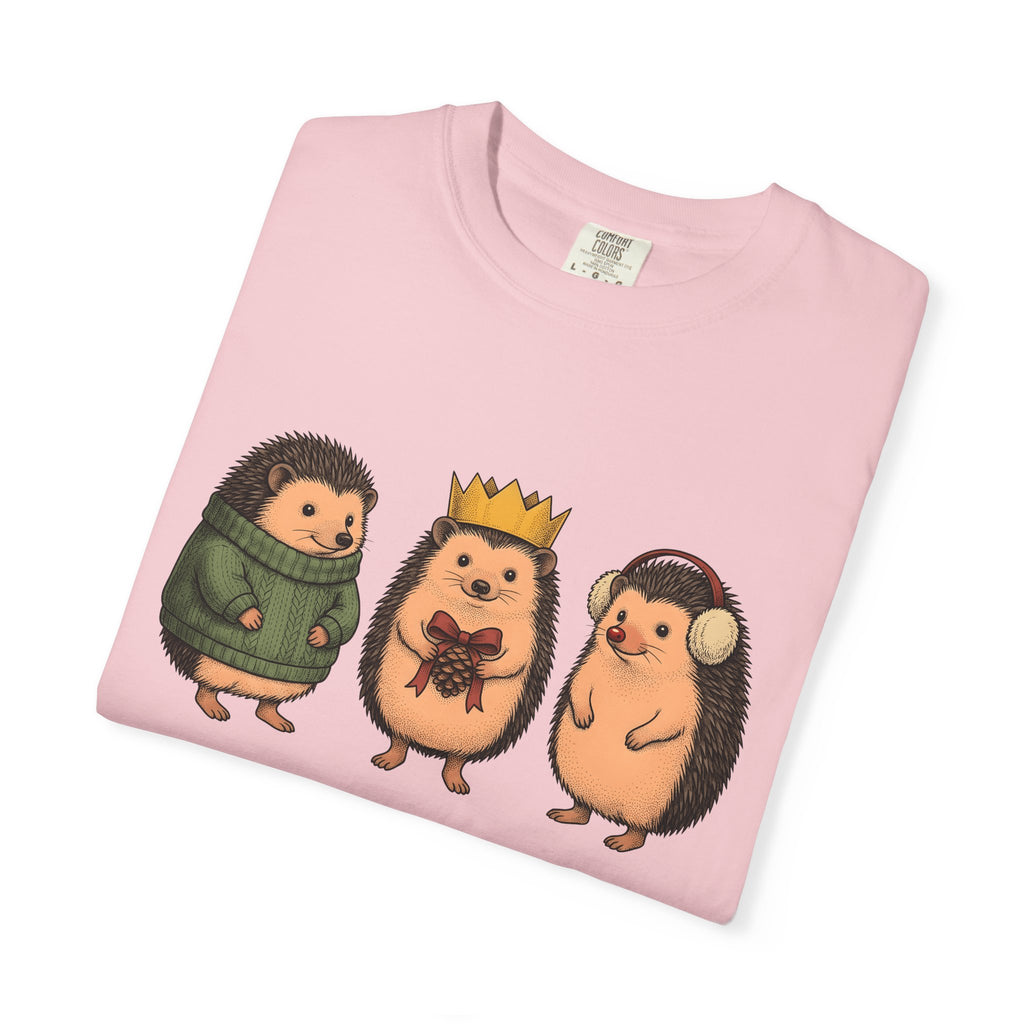 Hedgehog Group Shirt Christmas Wildlife Gift Women Adorable Tee Porcupine T-Shirt Xmas Fan Quill Graphic Tshirt Retro Pullover Tshirt