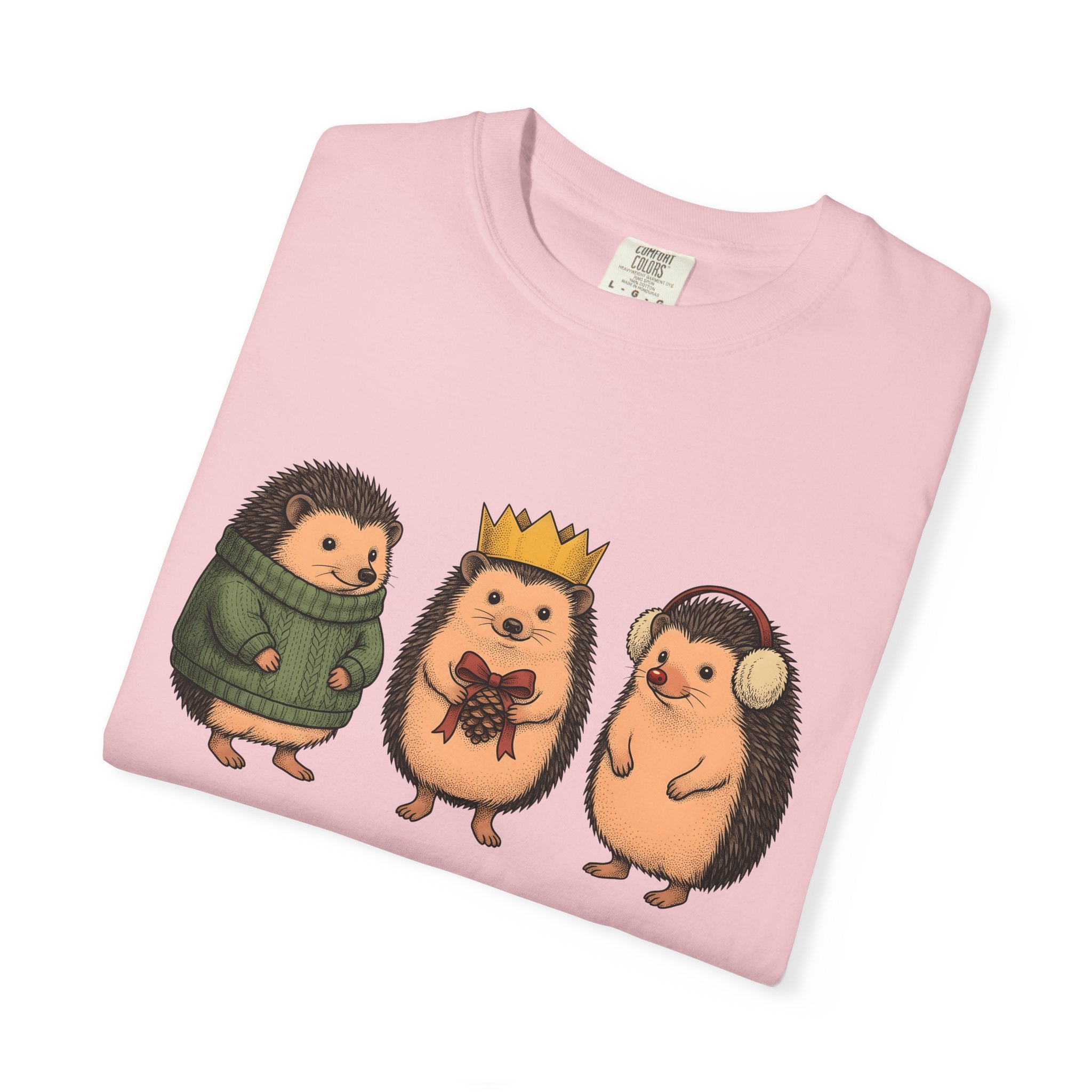 Hedgehog Group Shirt Christmas Wildlife Gift Women Adorable Tee Porcupine T-Shirt Xmas Fan Quill Graphic Tshirt Retro Pullover Tshirt