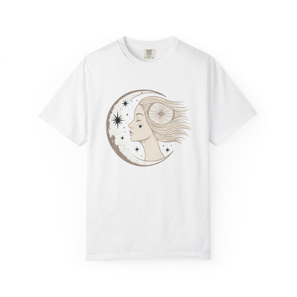 Moon Goddess Shirt Sports Celestial Gift Women Boho Tee Lunar T-Shirt Athlete Enthusiast Bohemian Tshirt Galaxy Graphic Vintage Bicycle