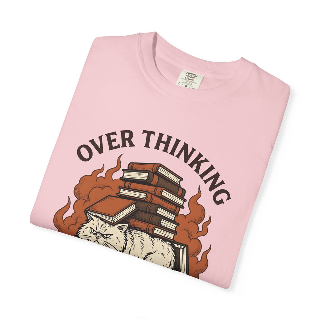 Grumpy Cat Shirt Cat Bookworm Gift Women Vintage Tee Kitty T-Shirt Feline Fan Retro Tshirt Bibliophile Graphic Hand Drawn Stacked Books
