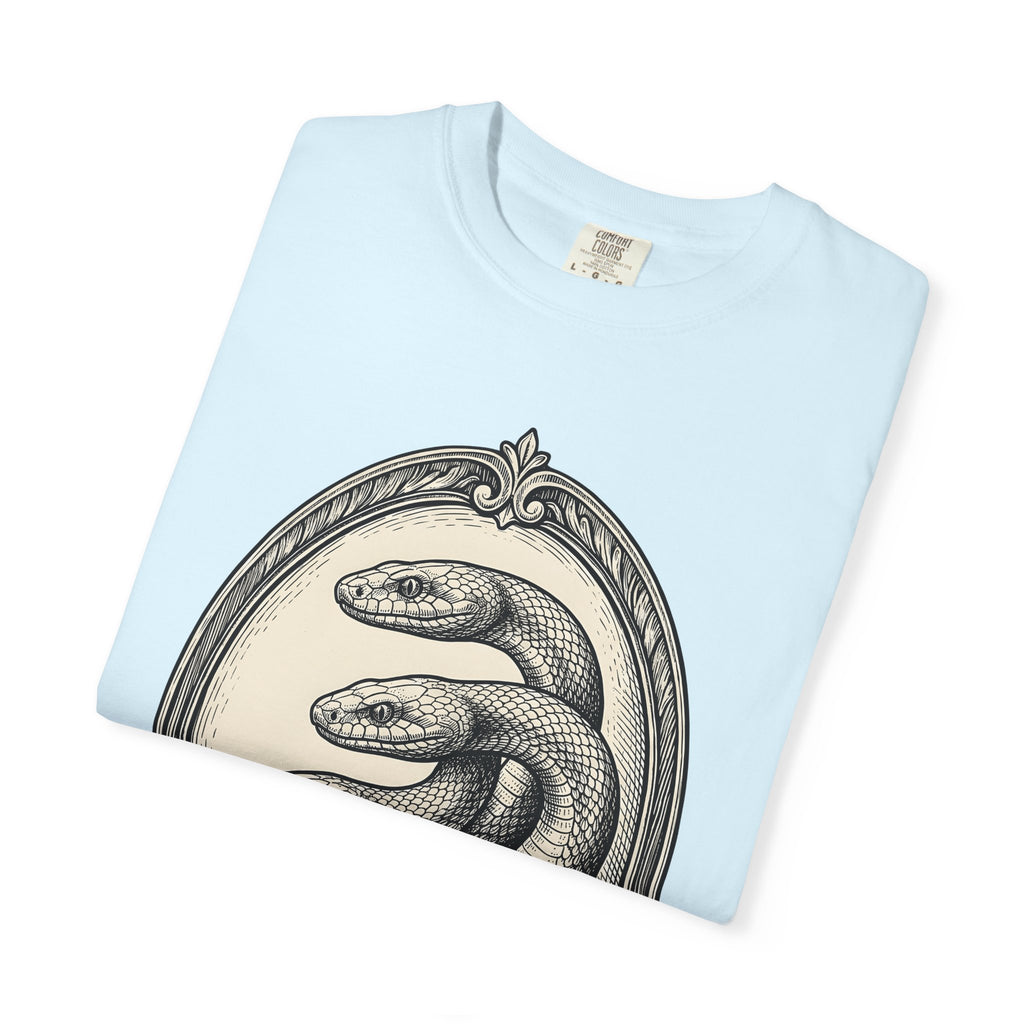 Tri Head Snake Shirt Boho Chic Eerie Gift Women Illustrative Tee Serpent T-Shirt Bohemian Fan Artistic Tshirt Spooky Graphic Sketch Ornate
