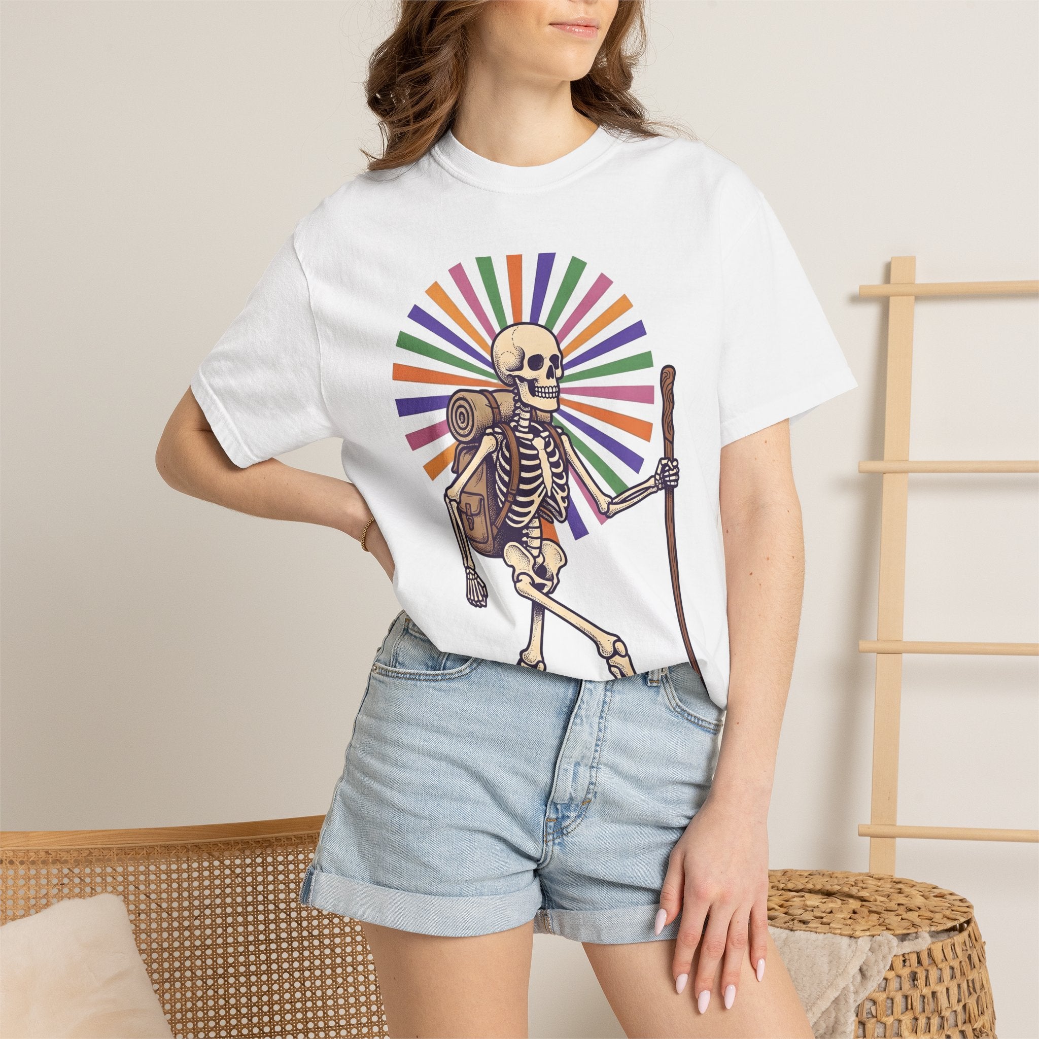 Skull Backpacker Shirt Hiking Camping Gift Women Rustic Tee Backpacker T-Shirt Trekker Enthusiast Vintage Tshirt Outdoor Graphic Retro