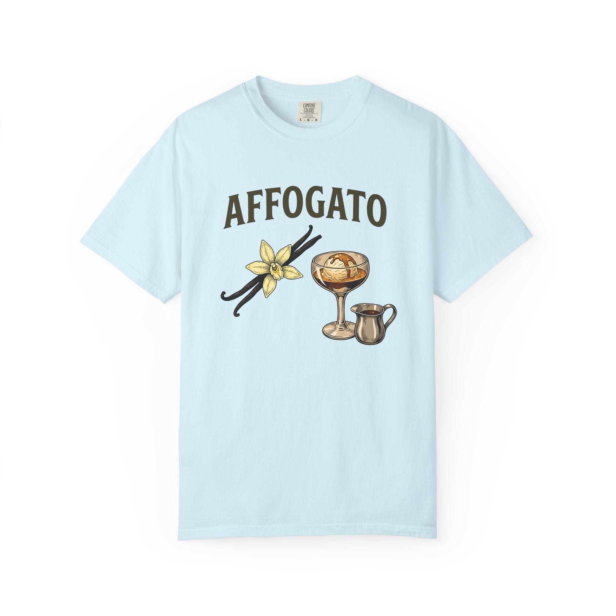 Affogato Dessert Shirt Coffee Foodie Gift Women Vintage Tee Gelato T-Shirt Coffee Fan Retro Tshirt Food Graphic Hand Drawn Vanilla Flower
