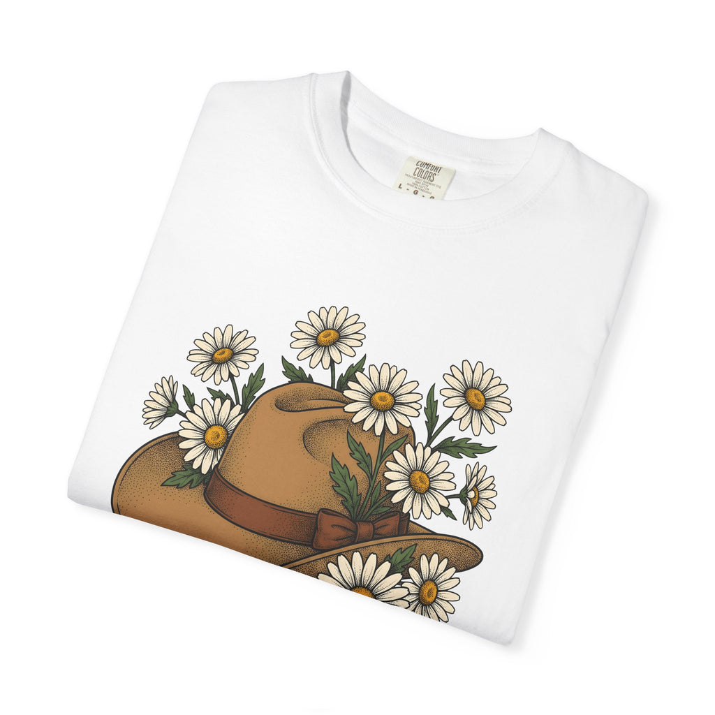 Cowboy Hat Shirt Cowgirl Flower Gift Women Folk Tee Stetson T-Shirt Rodeo Fan Country Tshirt Floral Graphic Antique Blossom Tshirt