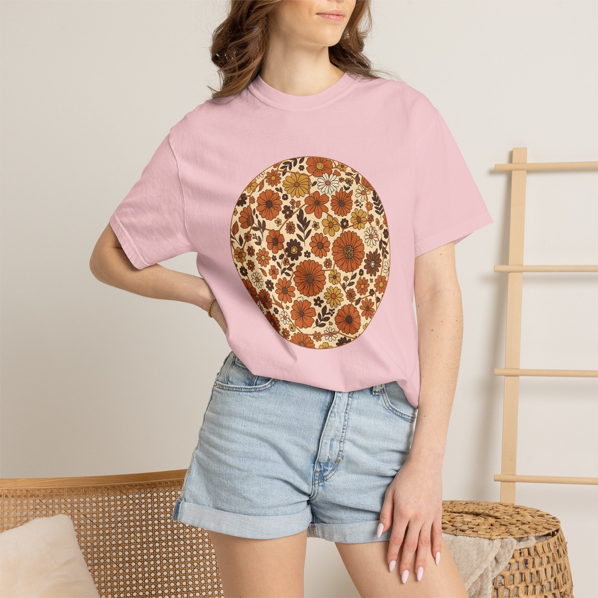 Classic Floral Design Shirt Moms Nature Gift Women Tribal Tee Floral T-Shirt Mother Fan Ethnic Tshirt Outdoor Graphic Mid Century Sunflower