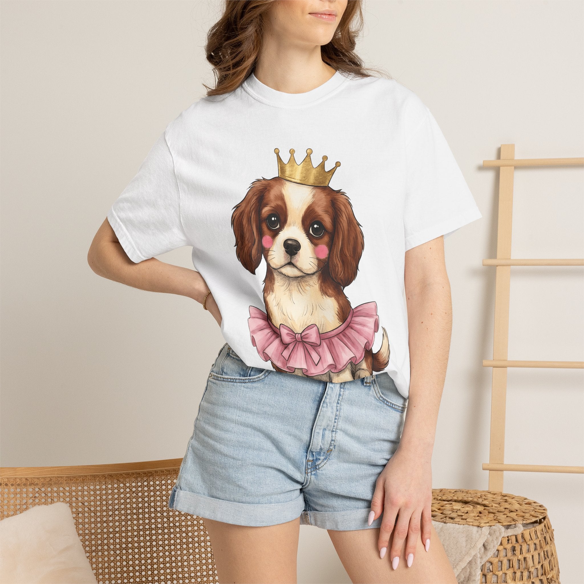 Adorable Puppy Shirt Animals Royalty Gift Women Sketch Tee Puppy T-Shirt Pet Fan Dog Tshirt King Graphic Cartoon Tiara Tshirt
