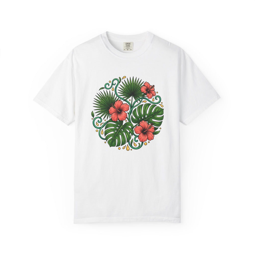 Tropical Blooms Shirt Floral Plants Gift Women Floral Illustration Tee Tropical Flowers T-Shirt Flower Fan Botanical Tshirt Foliage Graphic