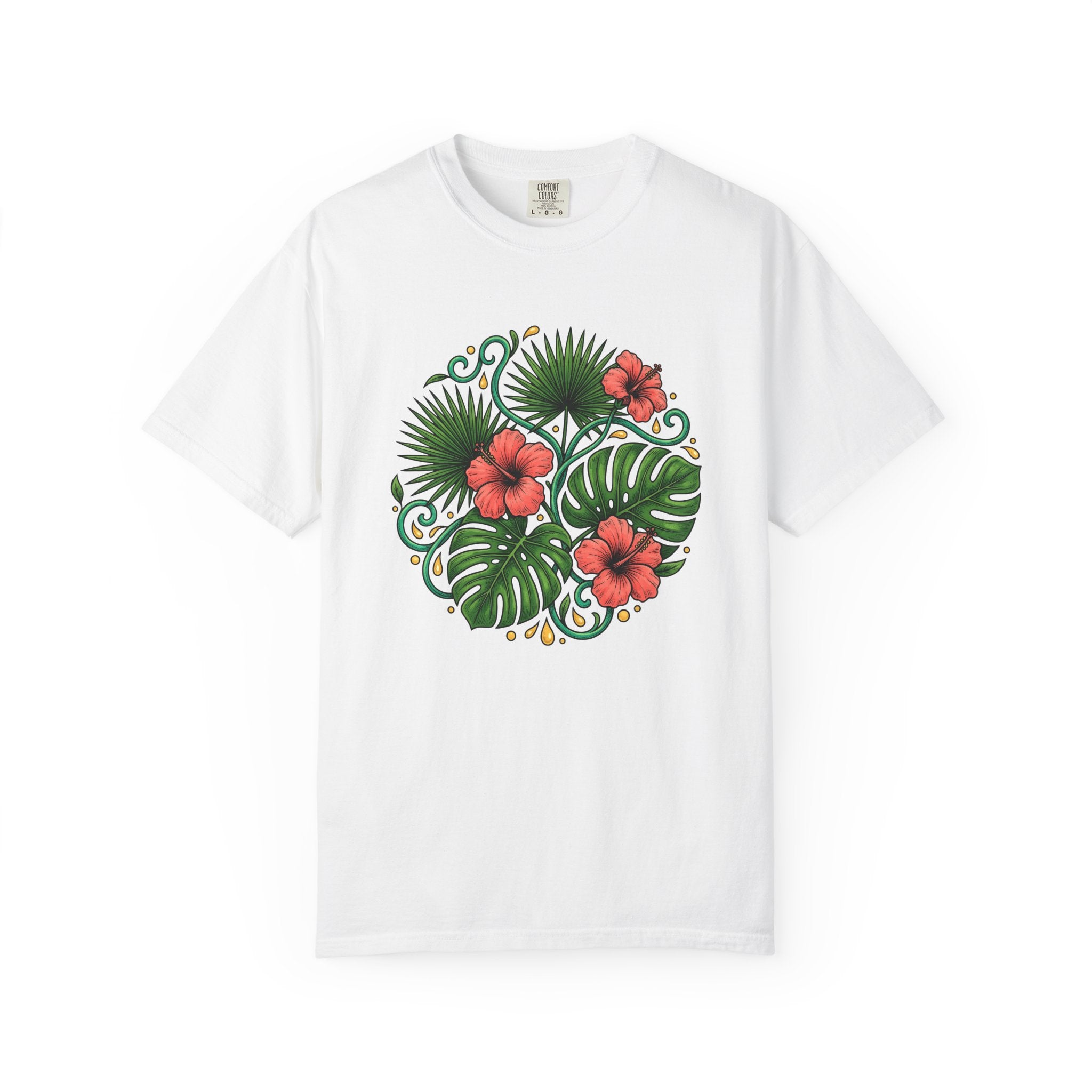Tropical Blooms Shirt Floral Plants Gift Women Floral Illustration Tee Tropical Flowers T-Shirt Flower Fan Botanical Tshirt Foliage Graphic