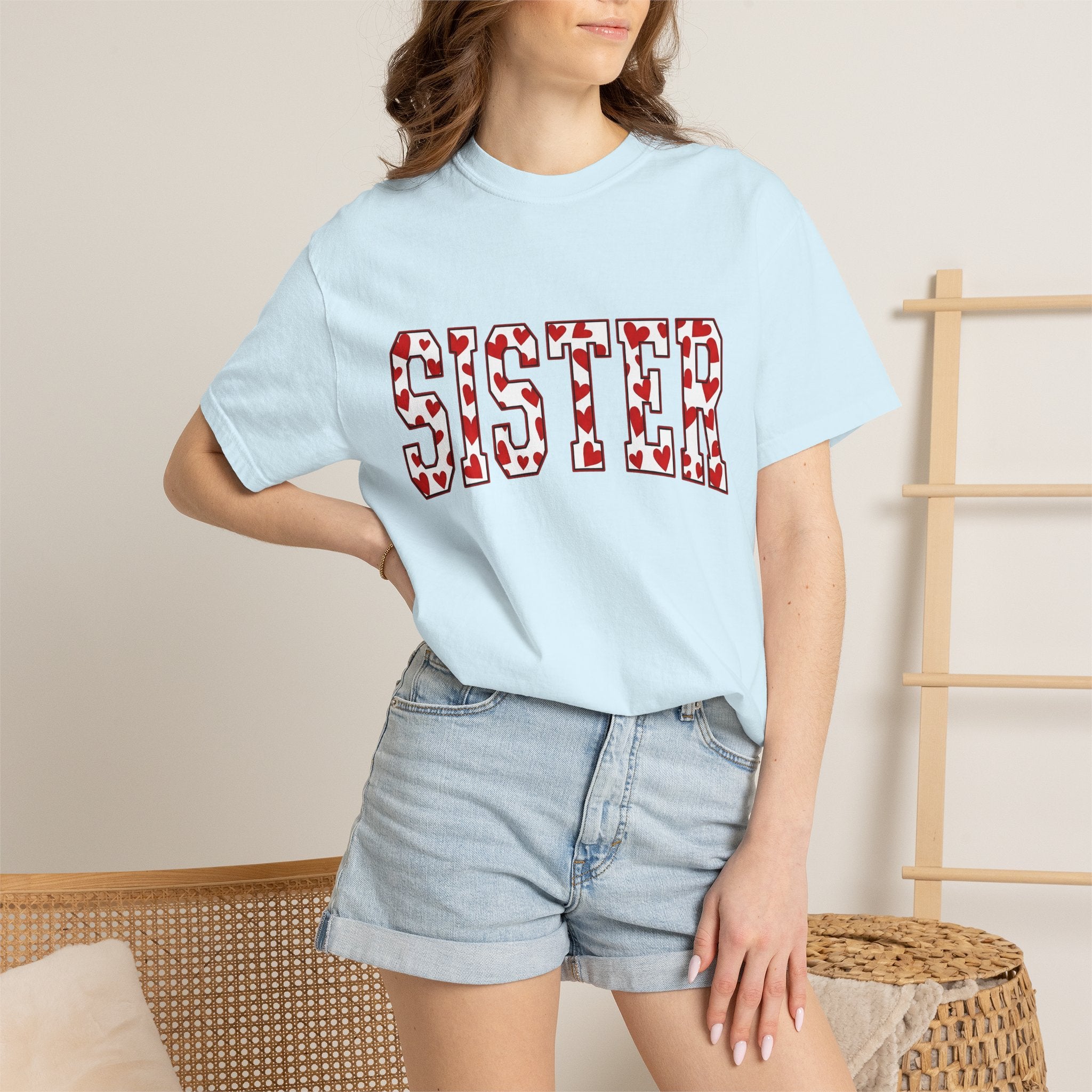 Heart Pattern Text Shirt St. Valentine's Day Family Gift Women Playful Tee Typography T-Shirt Valentine Fan Whimsical Tshirt Clan Graphic